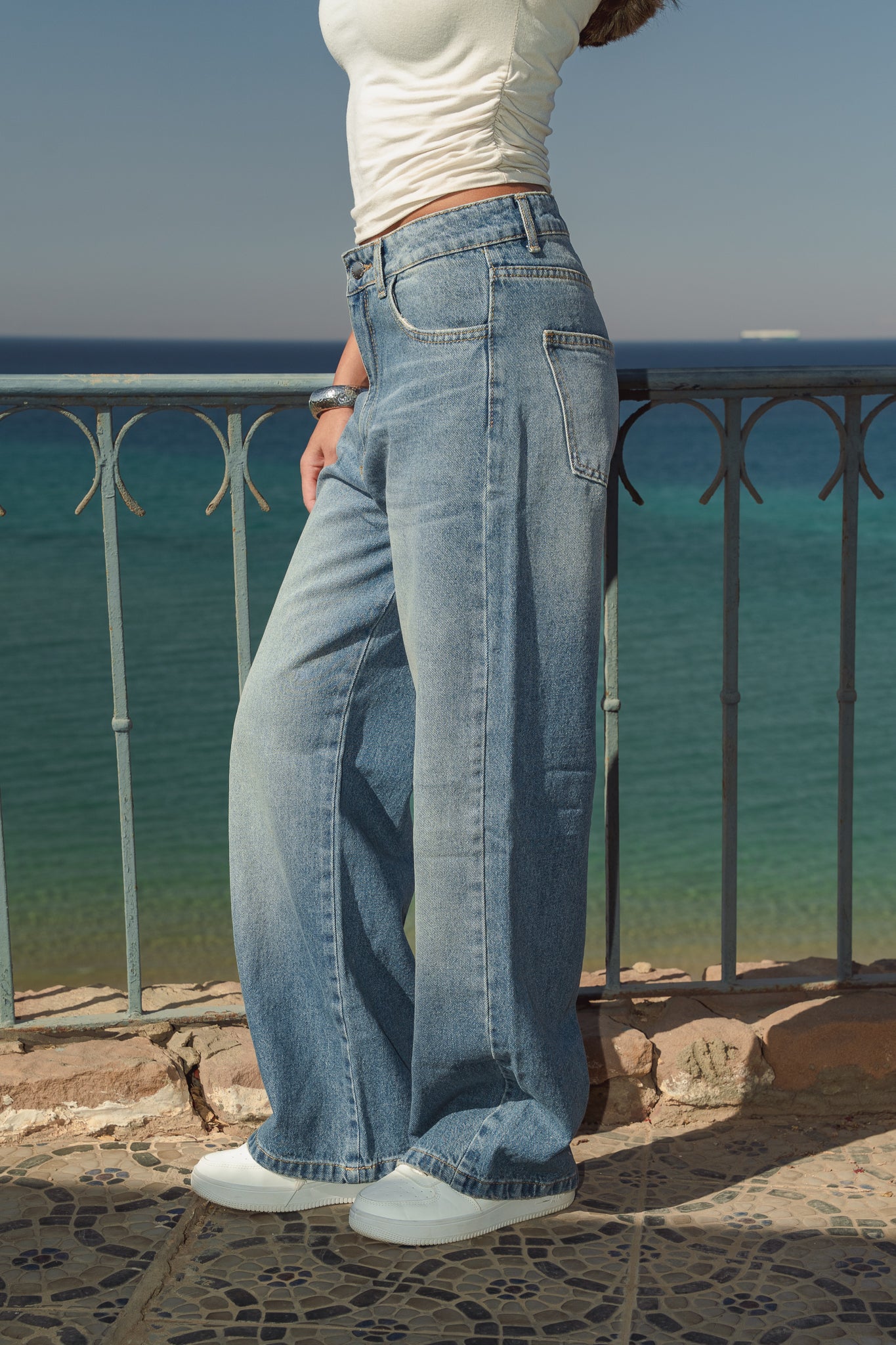 Mid Rise Straight Leg Denim- Mid wash