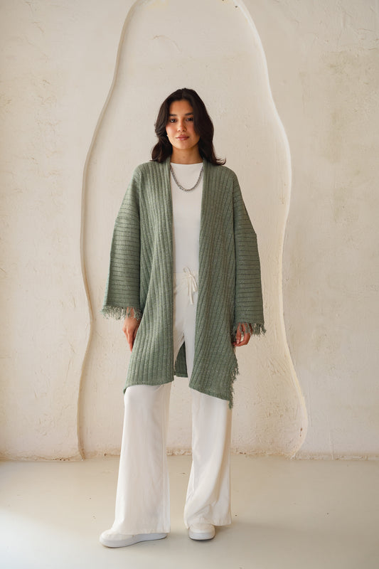Coastline Knit Cardigan in Shimmer Mint