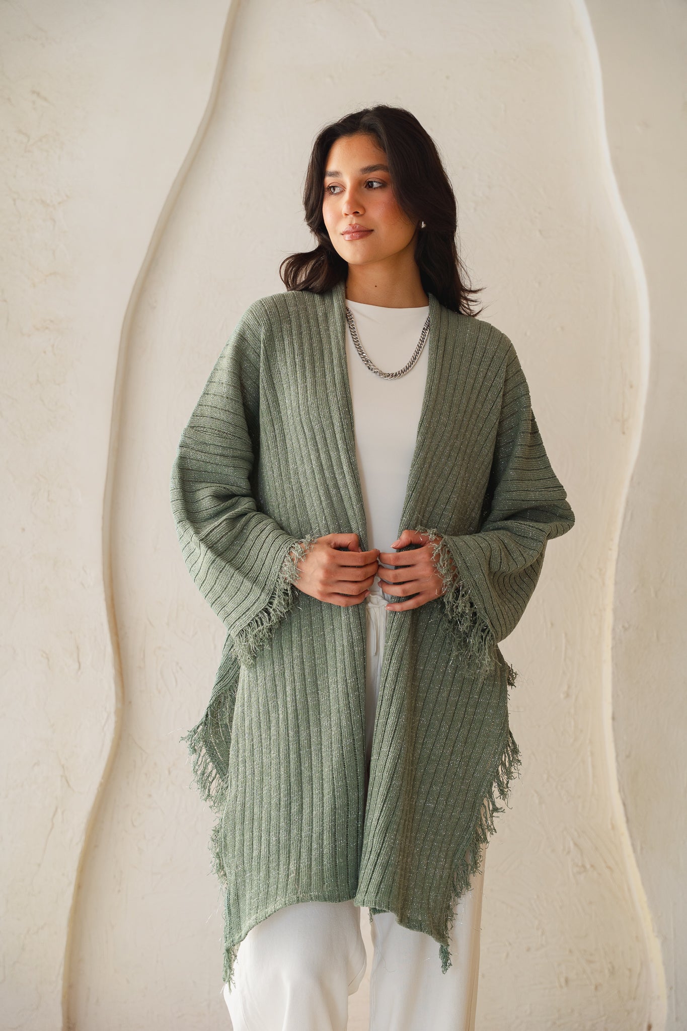 Coastline Knit Cardigan in Shimmer Mint