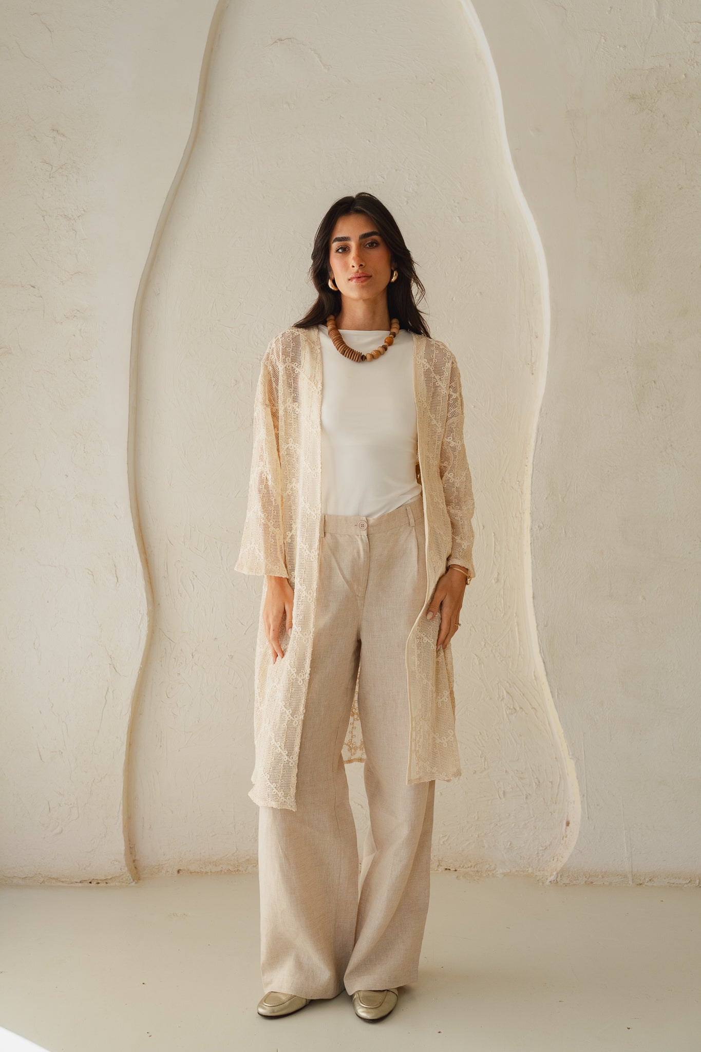 Laced Crochet Cardigan - Print 1