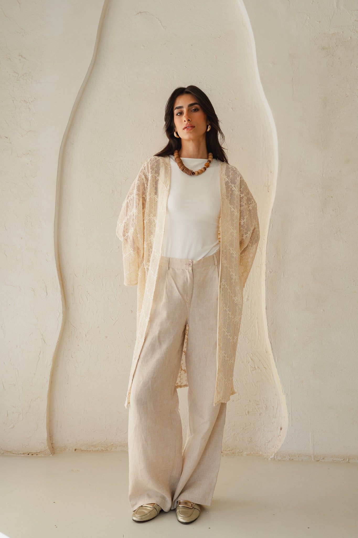 Laced Crochet Cardigan - Print 1