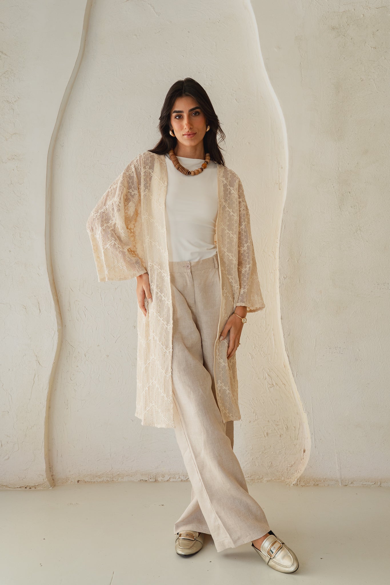 Laced Crochet Cardigan - Print 1