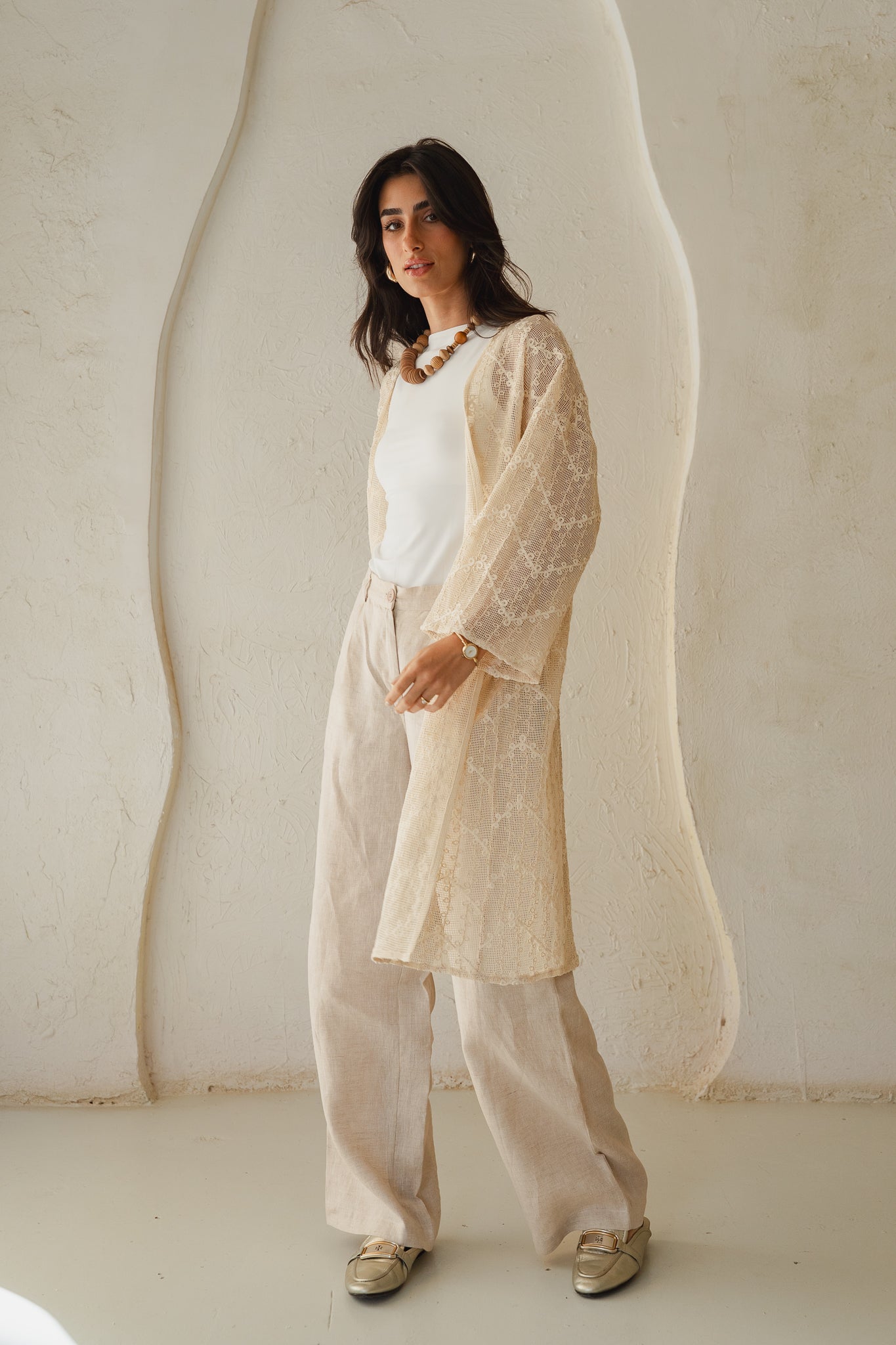 Laced Crochet Cardigan - Print 1