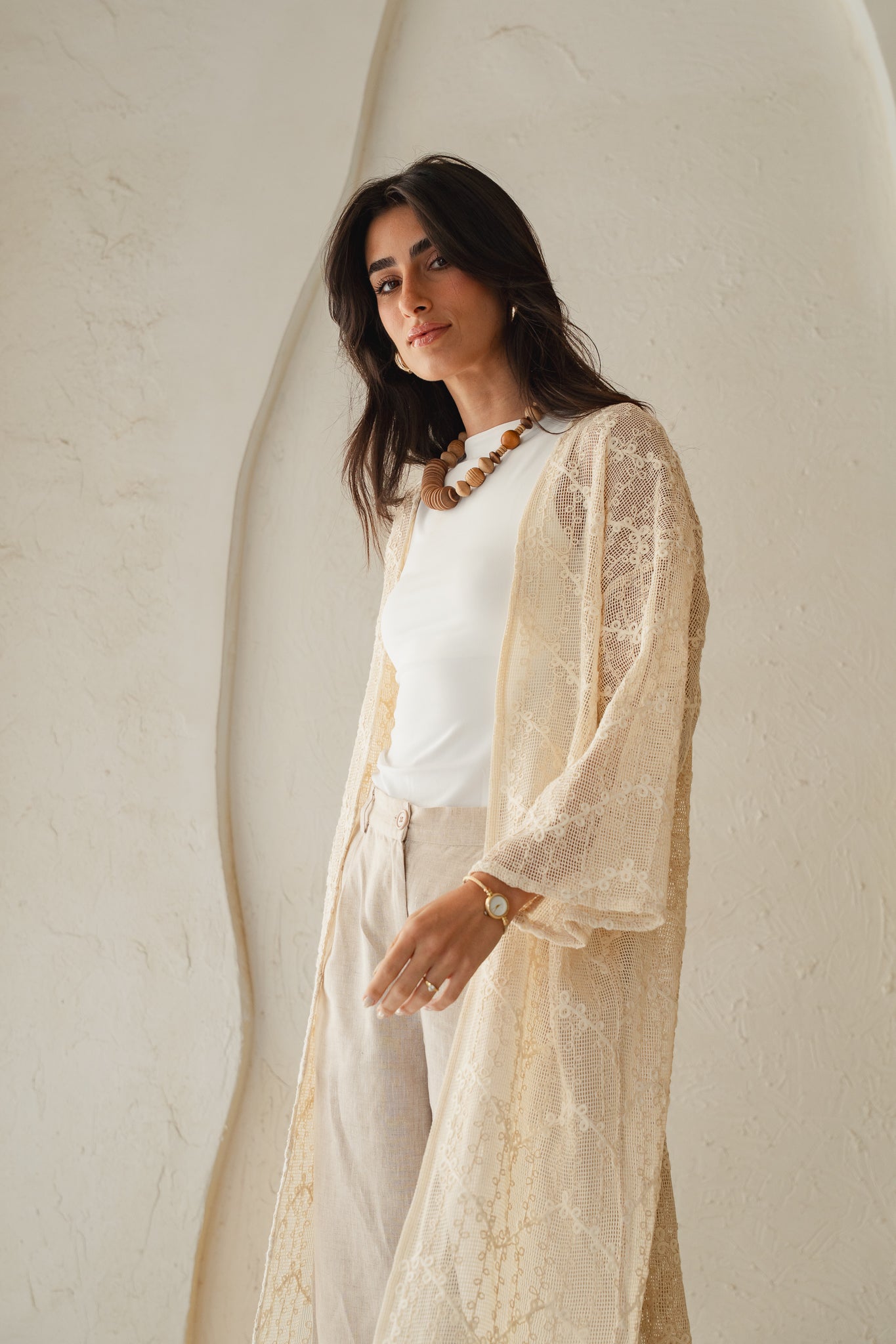 Laced Crochet Cardigan - Print 1
