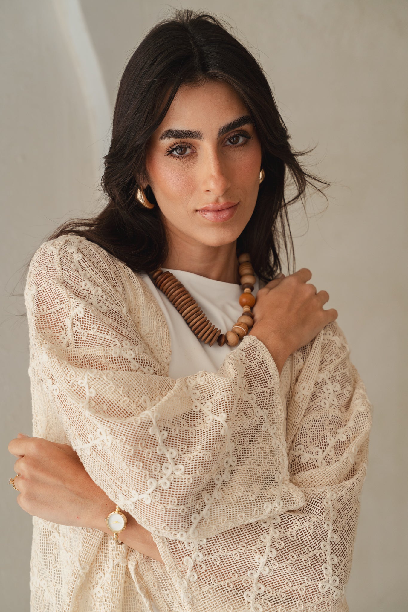 Laced Crochet Cardigan - Print 1