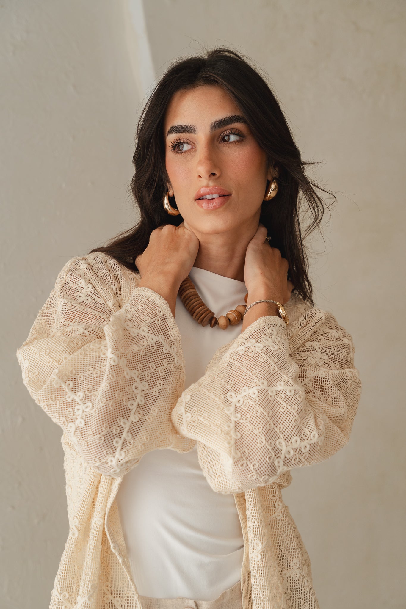 Laced Crochet Cardigan - Print 1