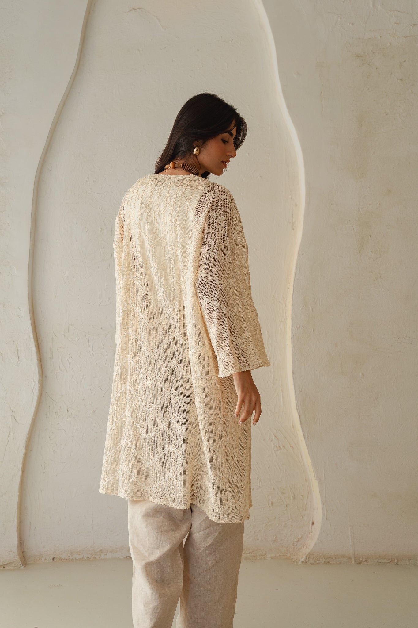 Laced Crochet Cardigan - Print 1