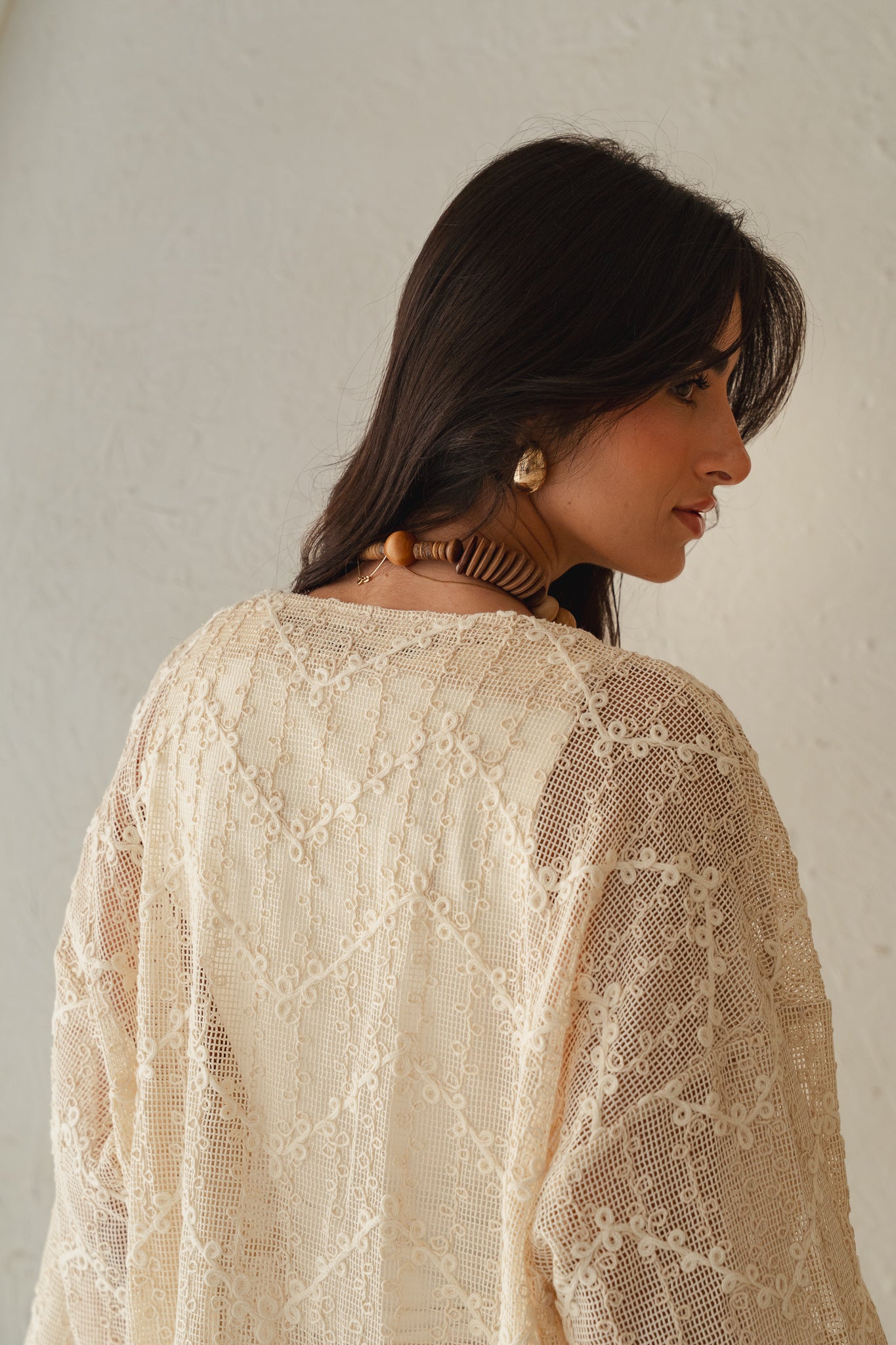 Laced Crochet Cardigan - Print 1