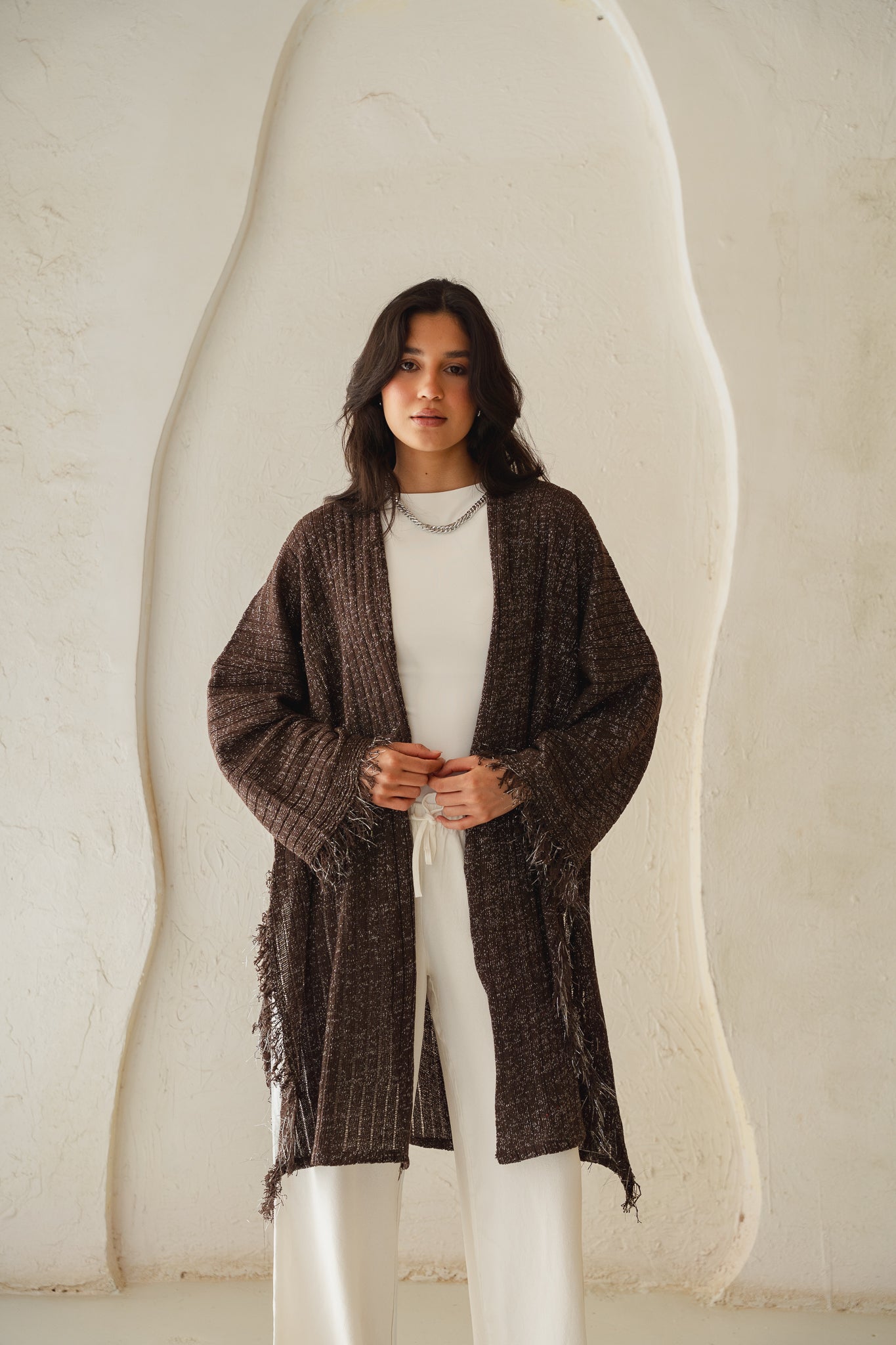 Coastline Knit Cardigan in Shimmer Brown