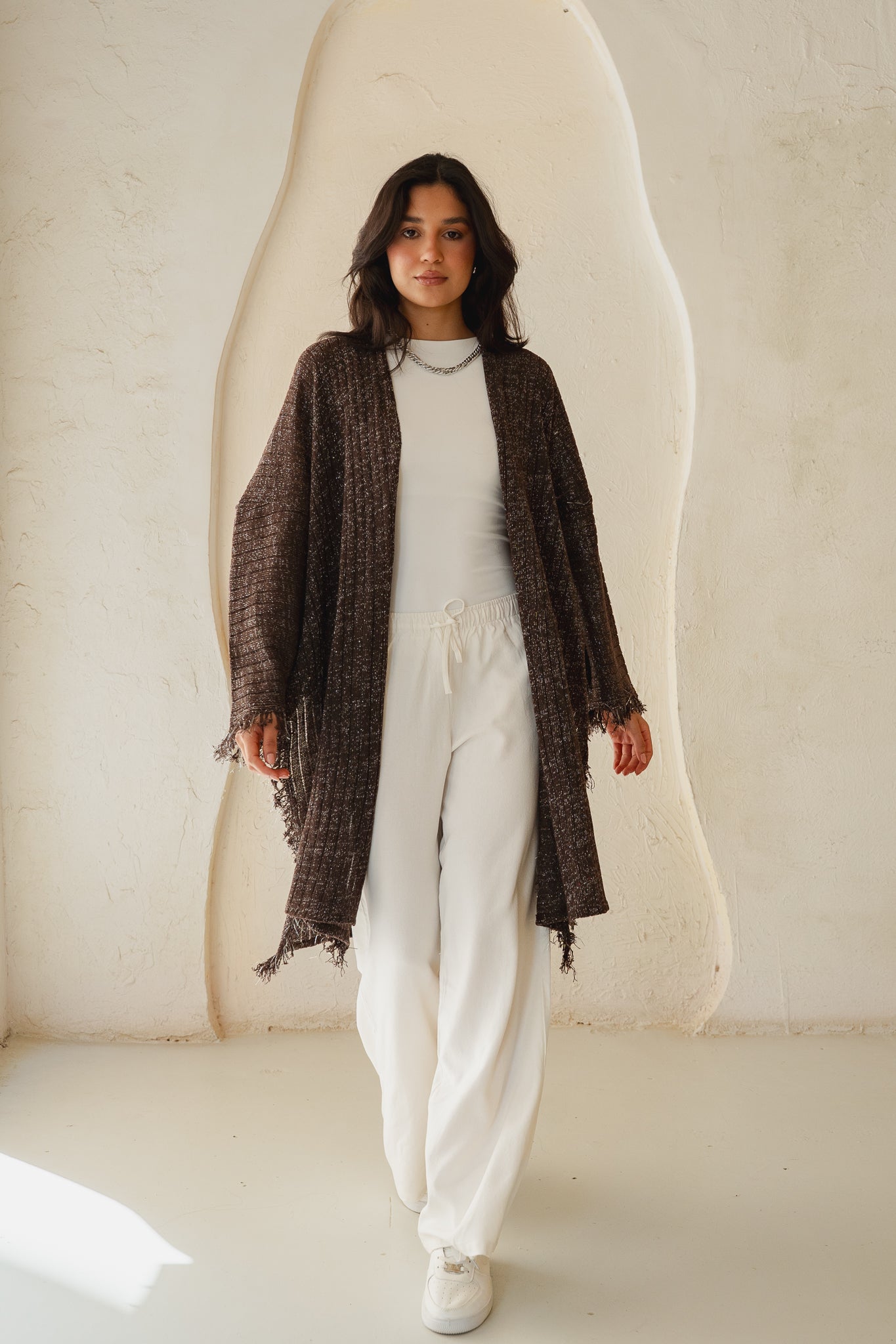 Coastline Knit Cardigan in Shimmer Brown
