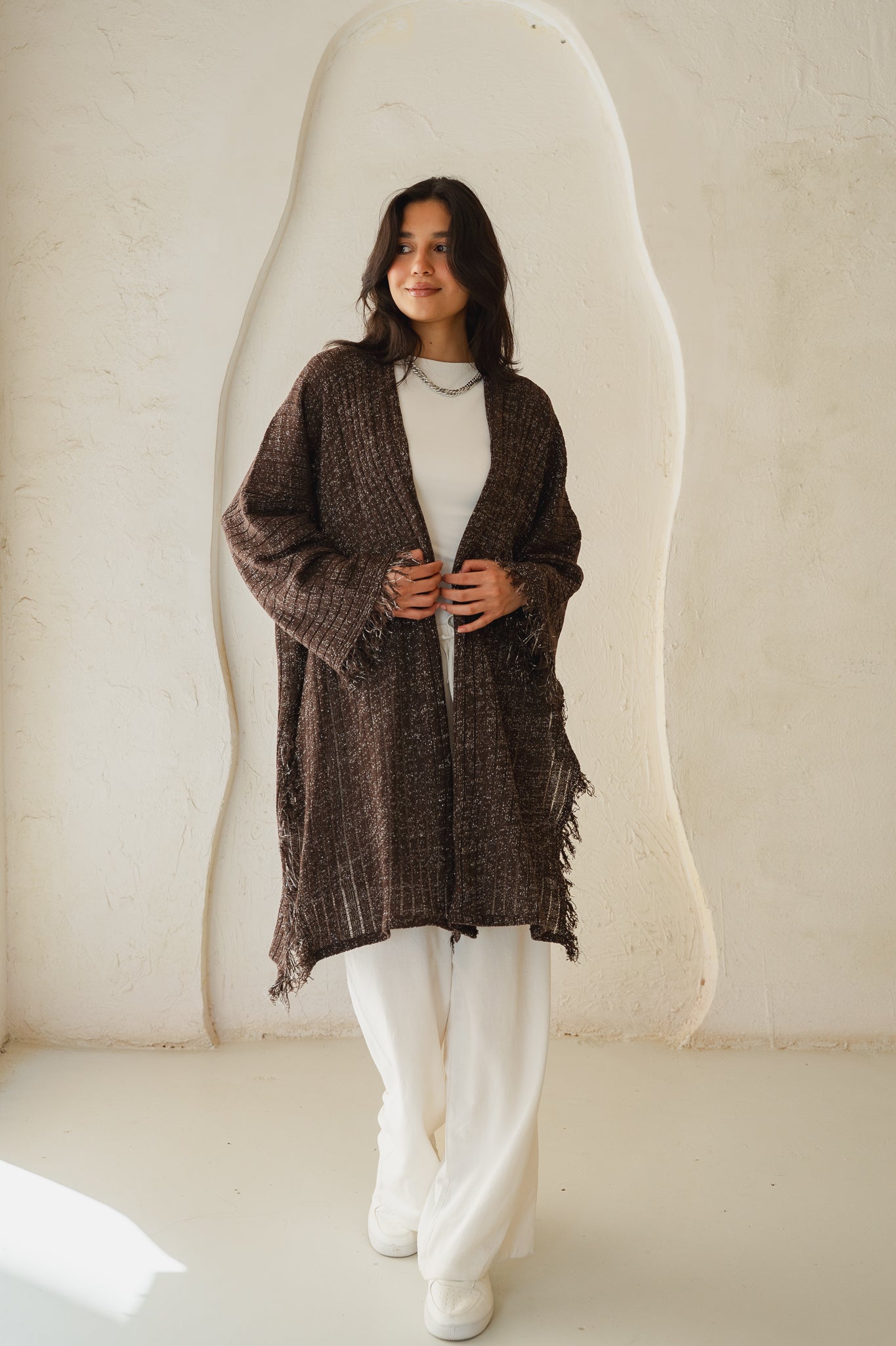 Coastline Knit Cardigan in Shimmer Brown