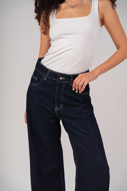 She is Studded Denim pants - Indigo