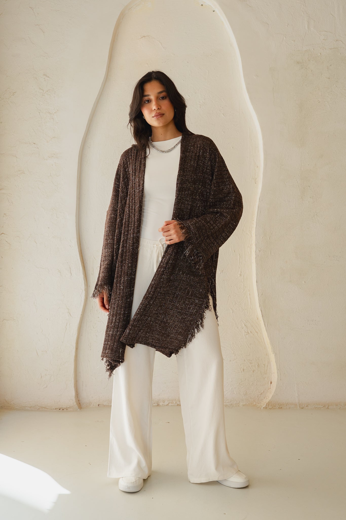 Coastline Knit Cardigan in Shimmer Brown