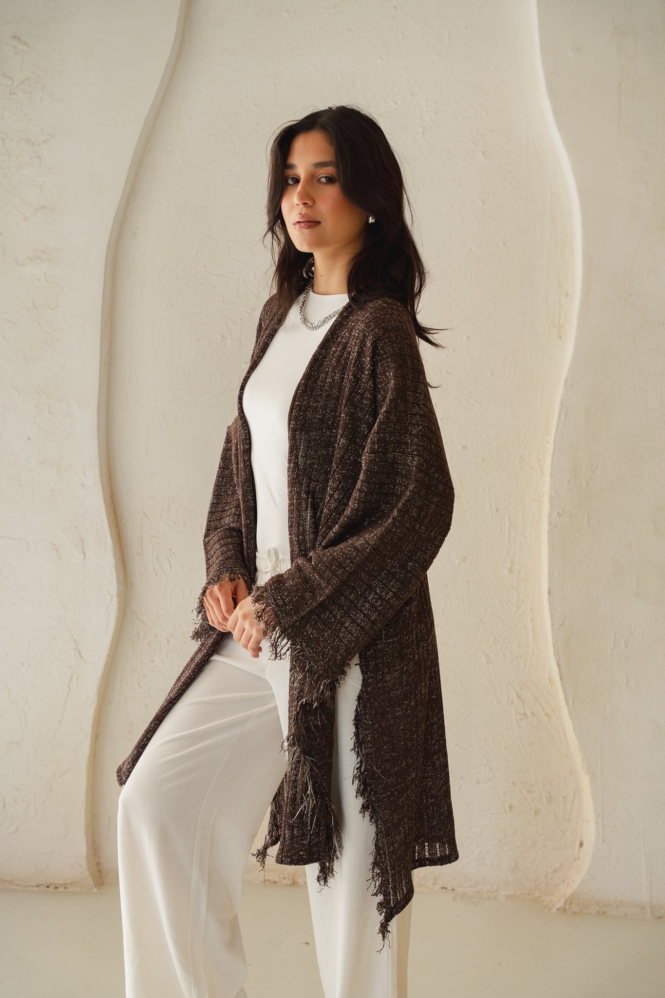 Coastline Knit Cardigan in Shimmer Brown