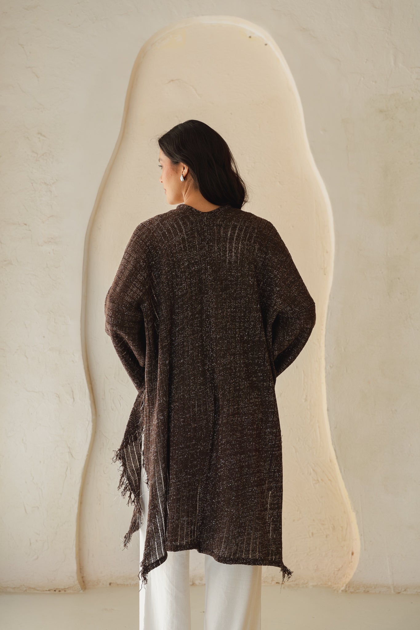 Coastline Knit Cardigan in Shimmer Brown
