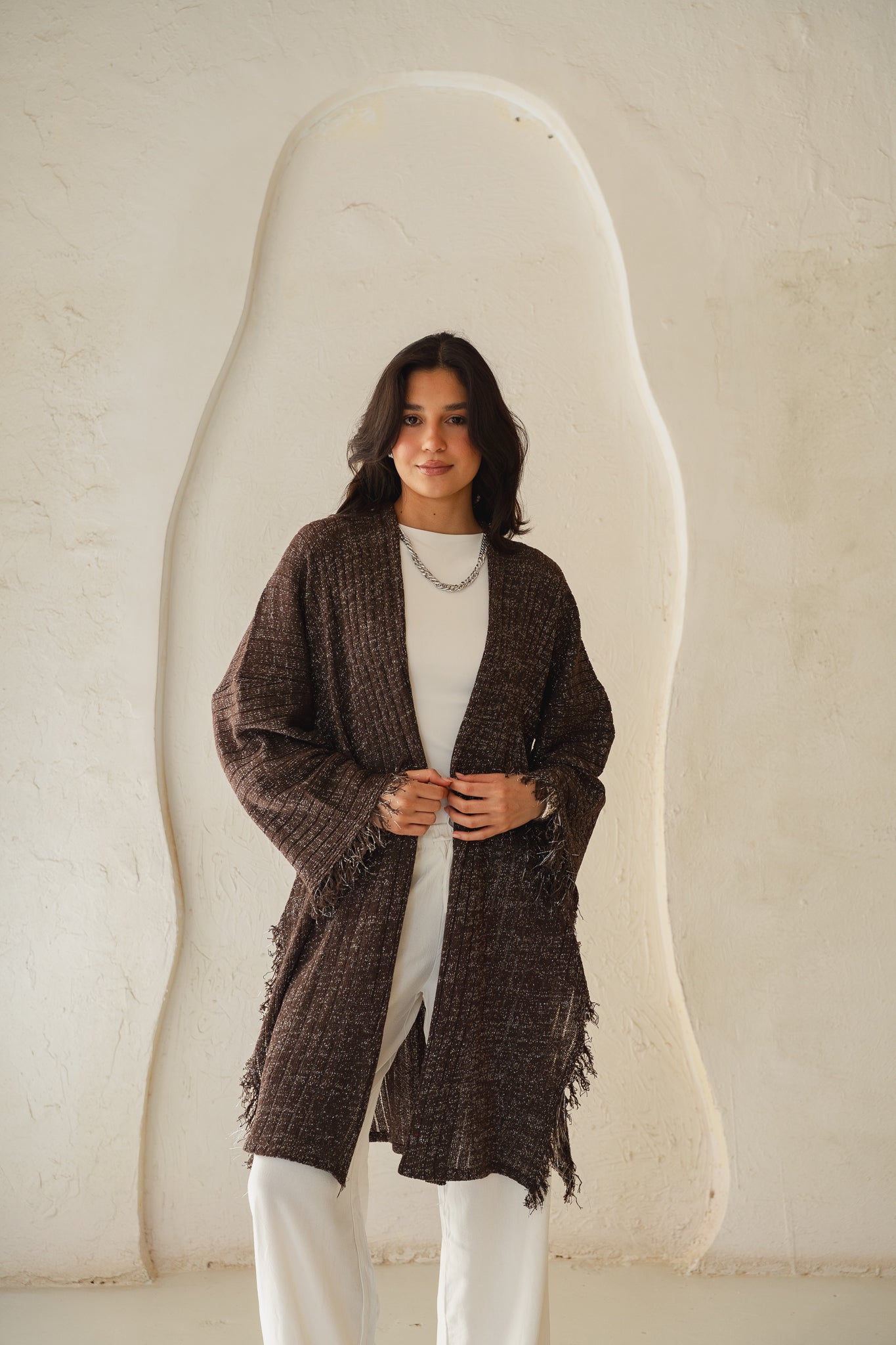 Coastline Knit Cardigan in Shimmer Brown