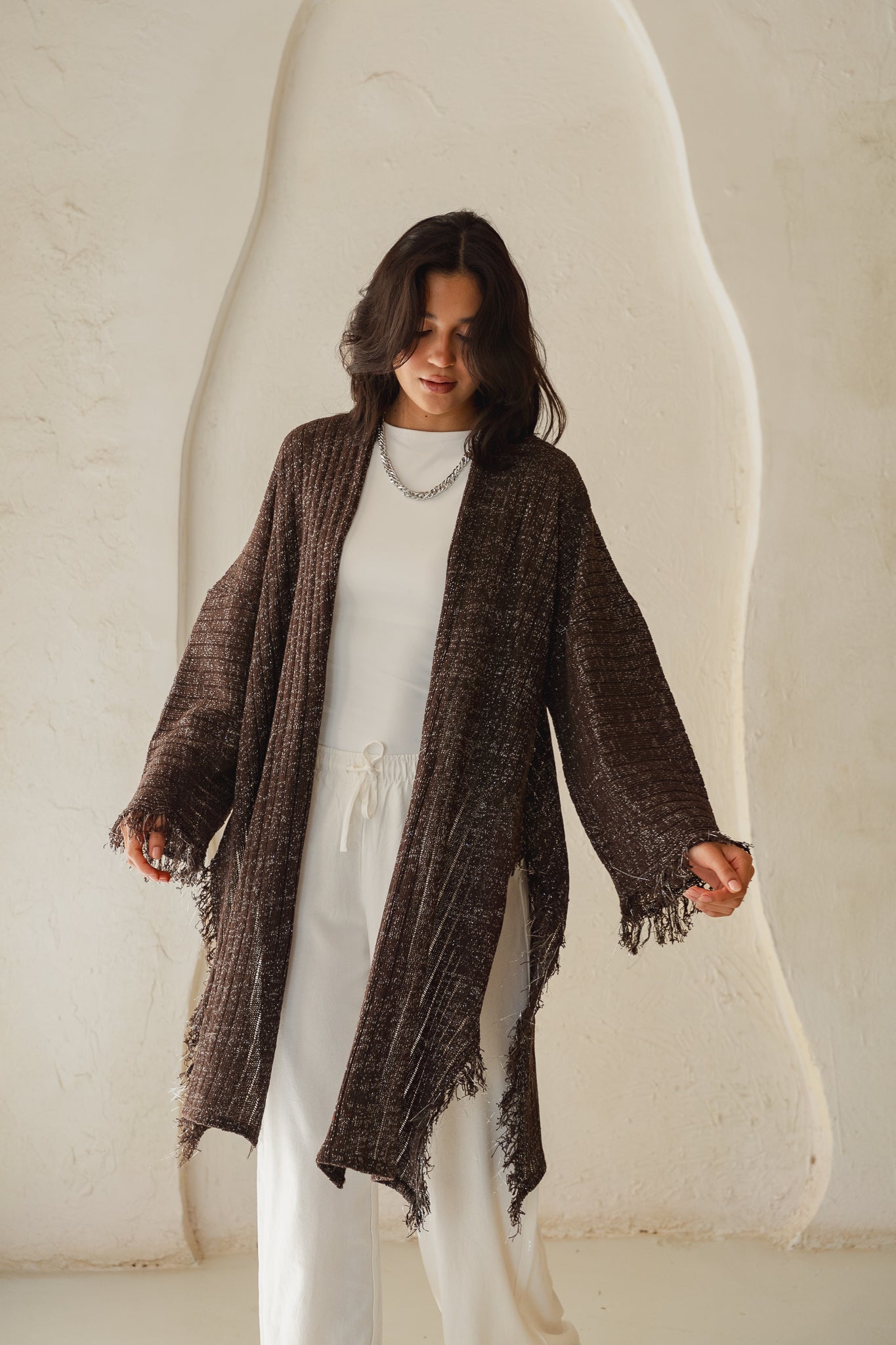 Coastline Knit Cardigan in Shimmer Brown