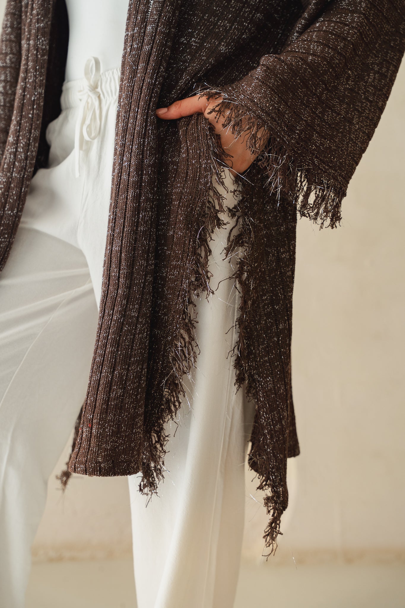 Coastline Knit Cardigan in Shimmer Brown