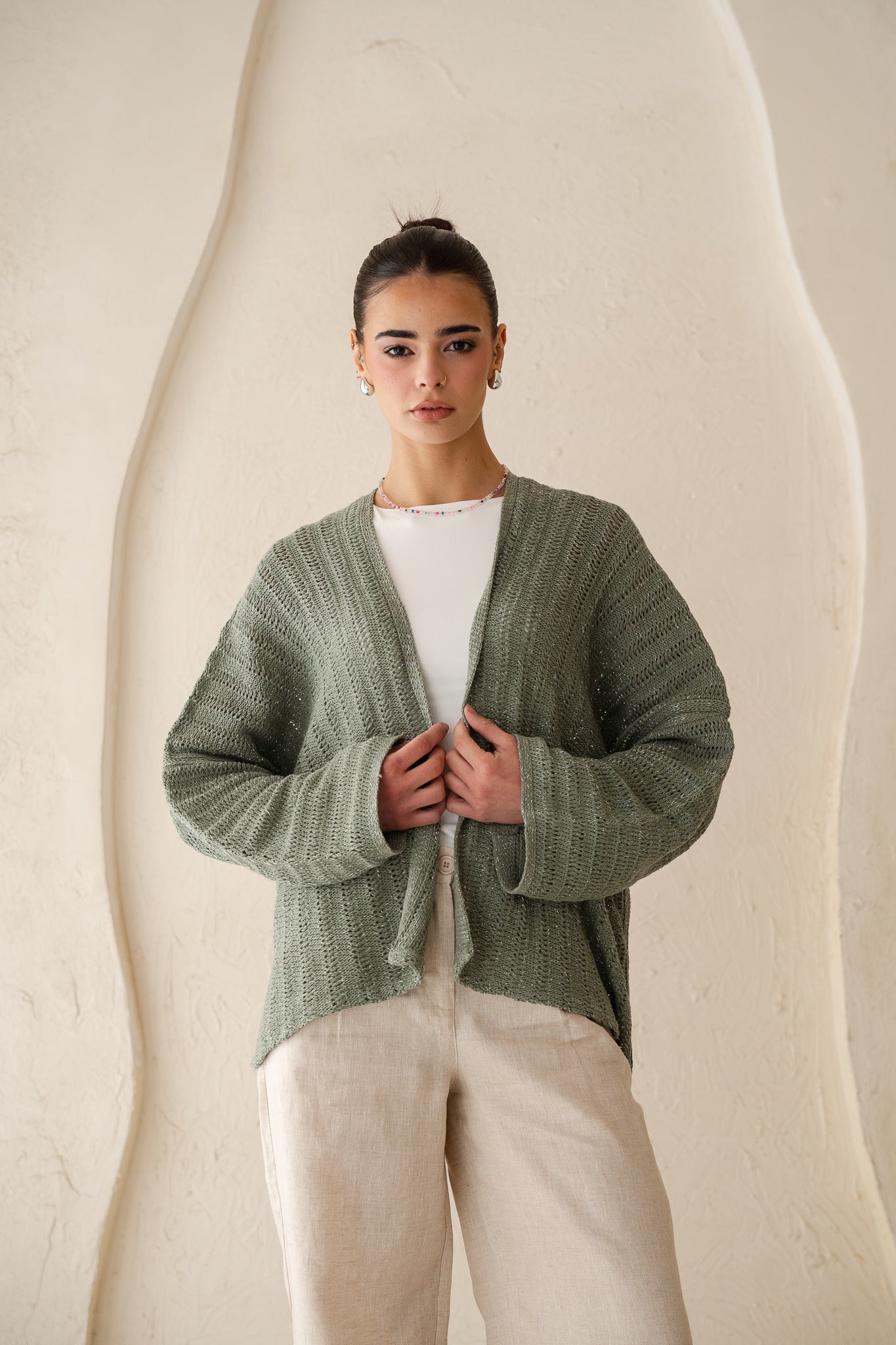 Sunbeam Knit Cardigan in Shimmer Mint