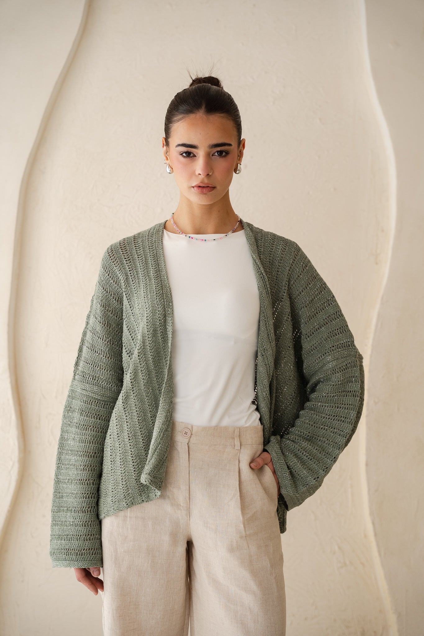 Sunbeam Knit Cardigan in Shimmer Mint