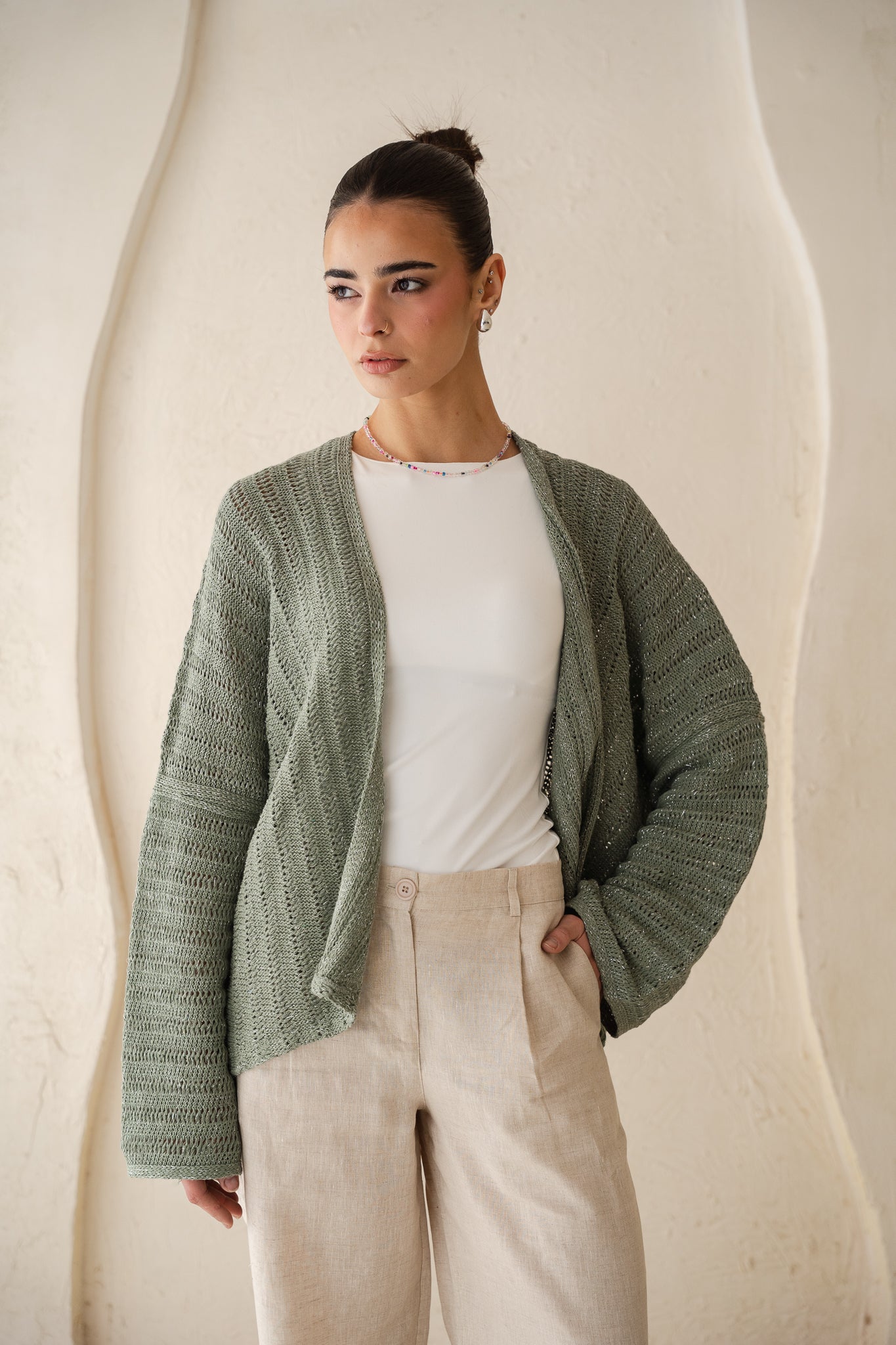 Sunbeam Knit Cardigan in Shimmer Mint
