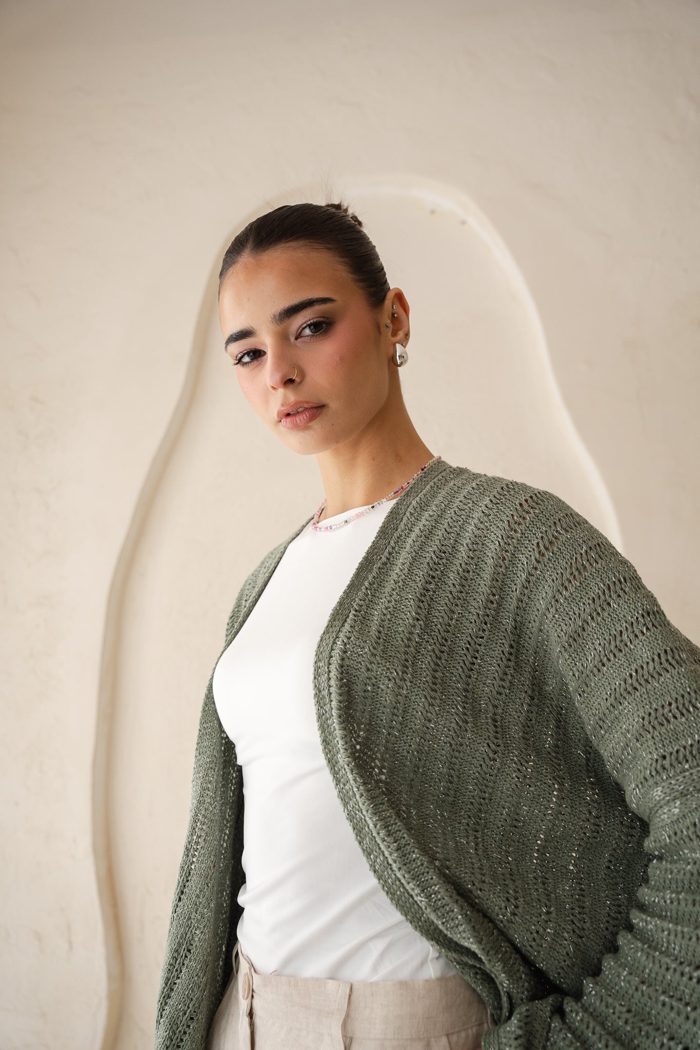 Sunbeam Knit Cardigan in Shimmer Mint