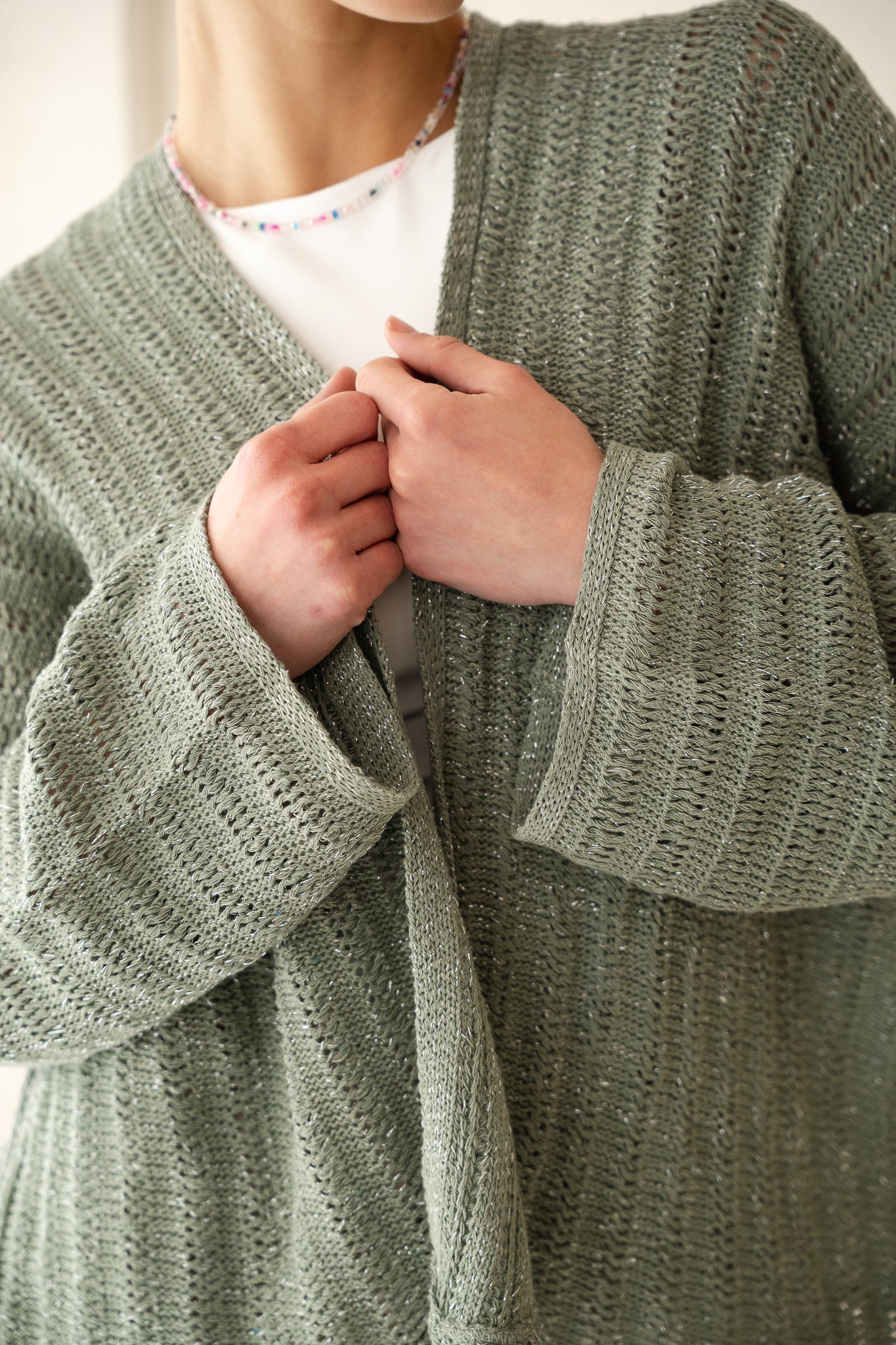 Sunbeam Knit Cardigan in Shimmer Mint