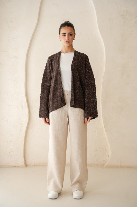 Sunbeam Knit Cardigan in Shimmer Brown