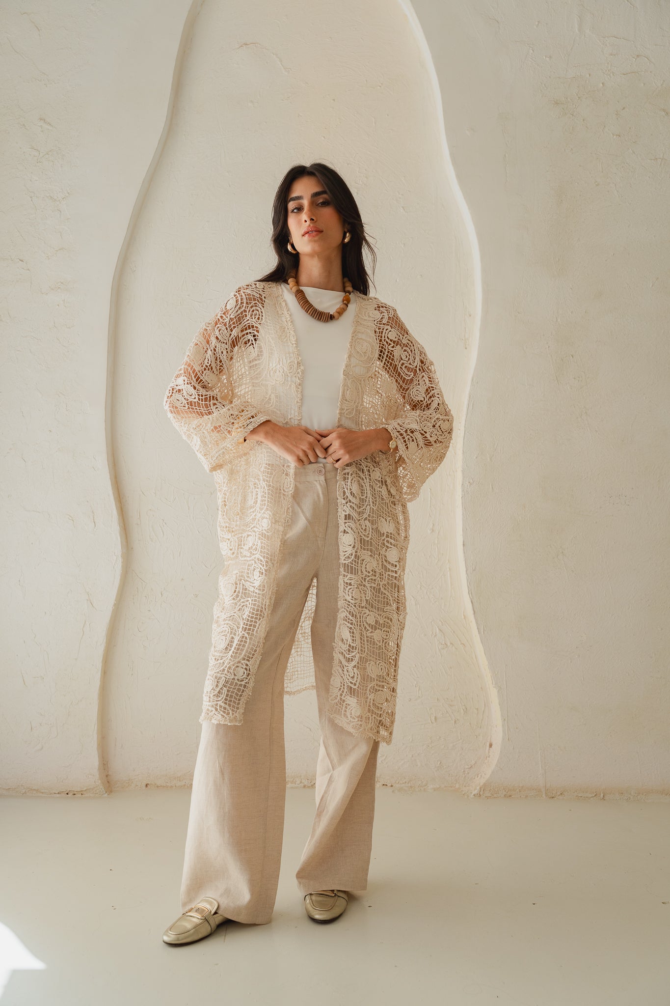 Laced Crochet Cardigan- print 2