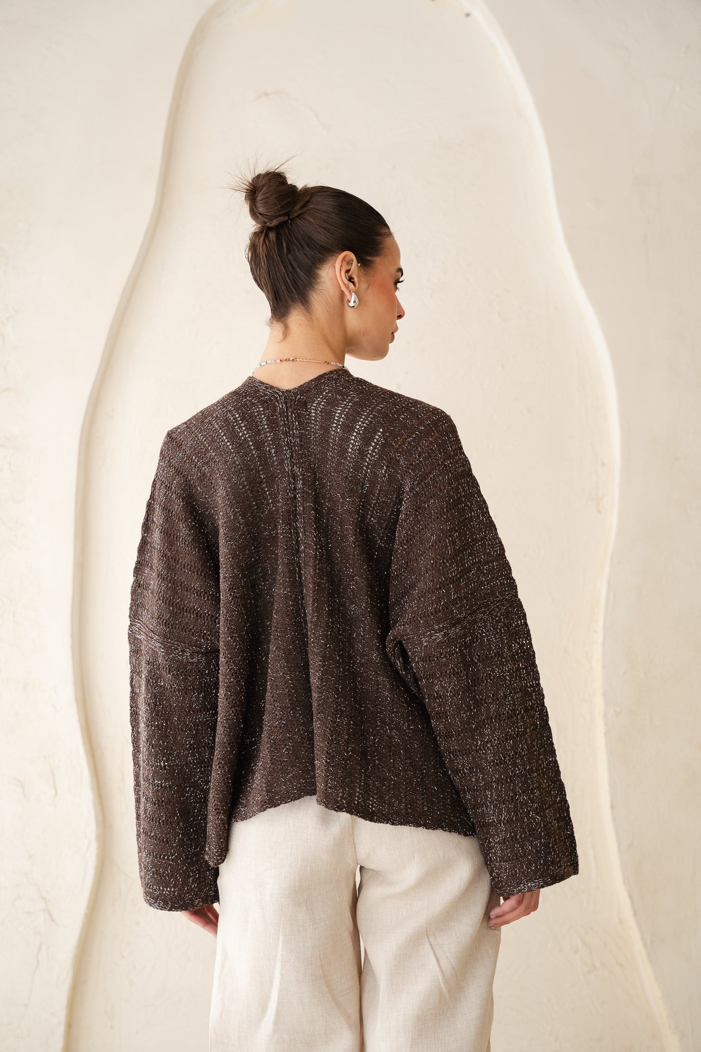 Sunbeam Knit Cardigan in Shimmer Brown