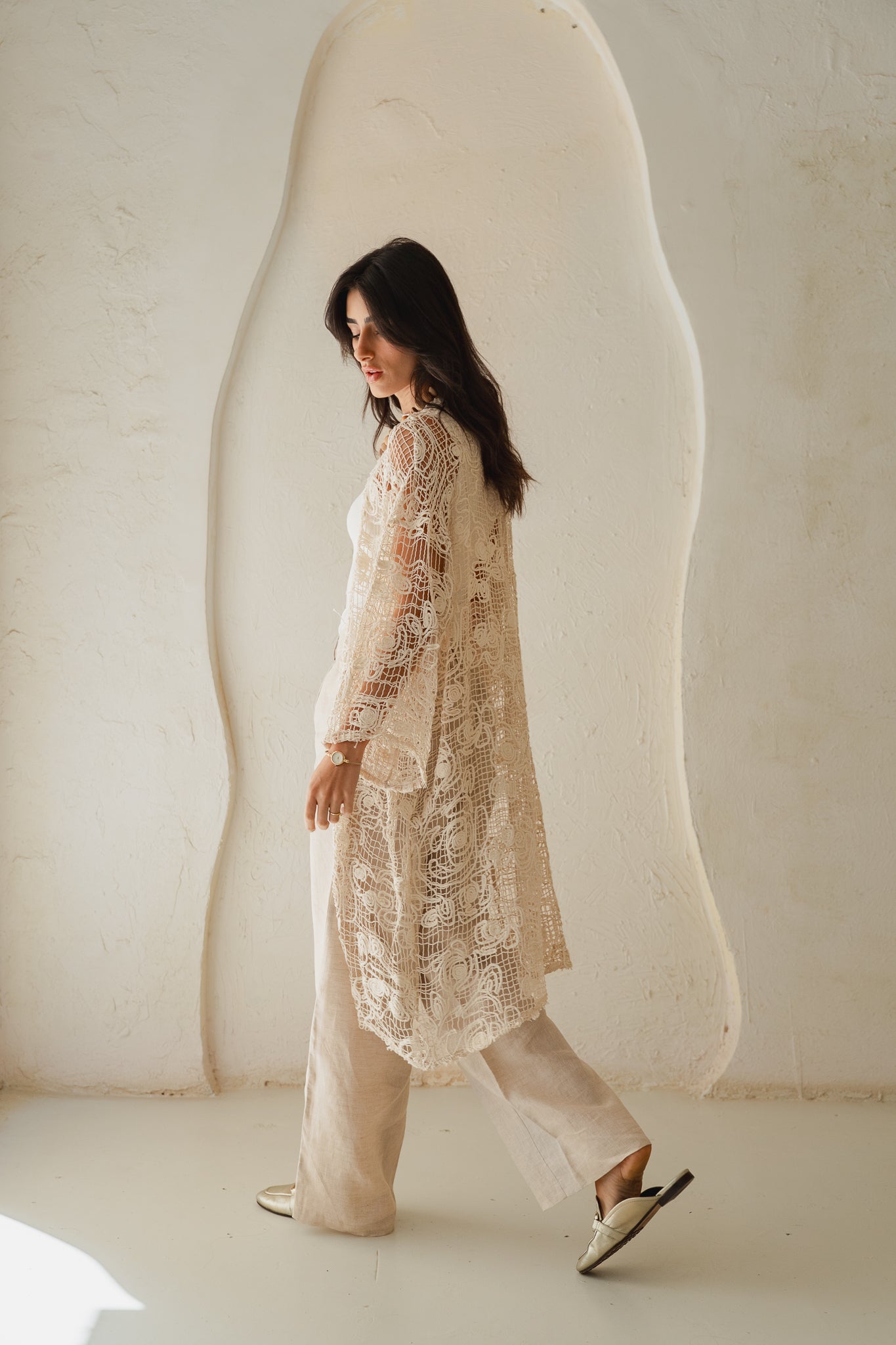 Laced Crochet Cardigan- print 2