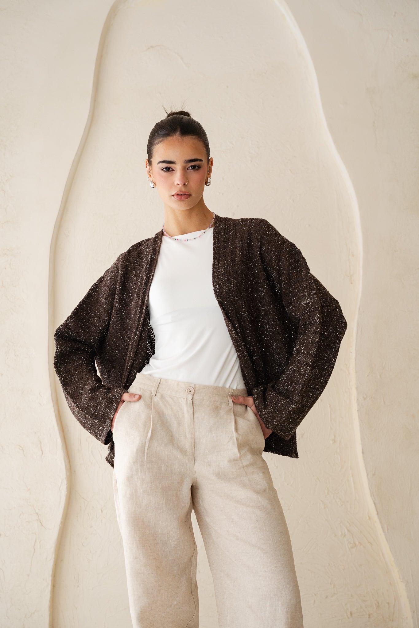 Sunbeam Knit Cardigan in Shimmer Brown