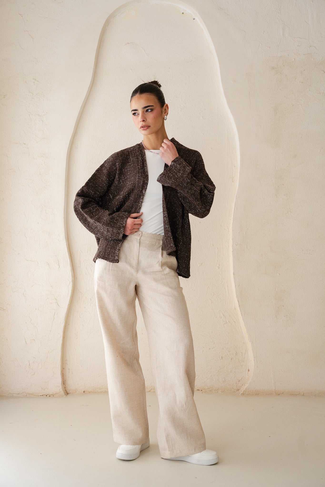 Sunbeam Knit Cardigan in Shimmer Brown