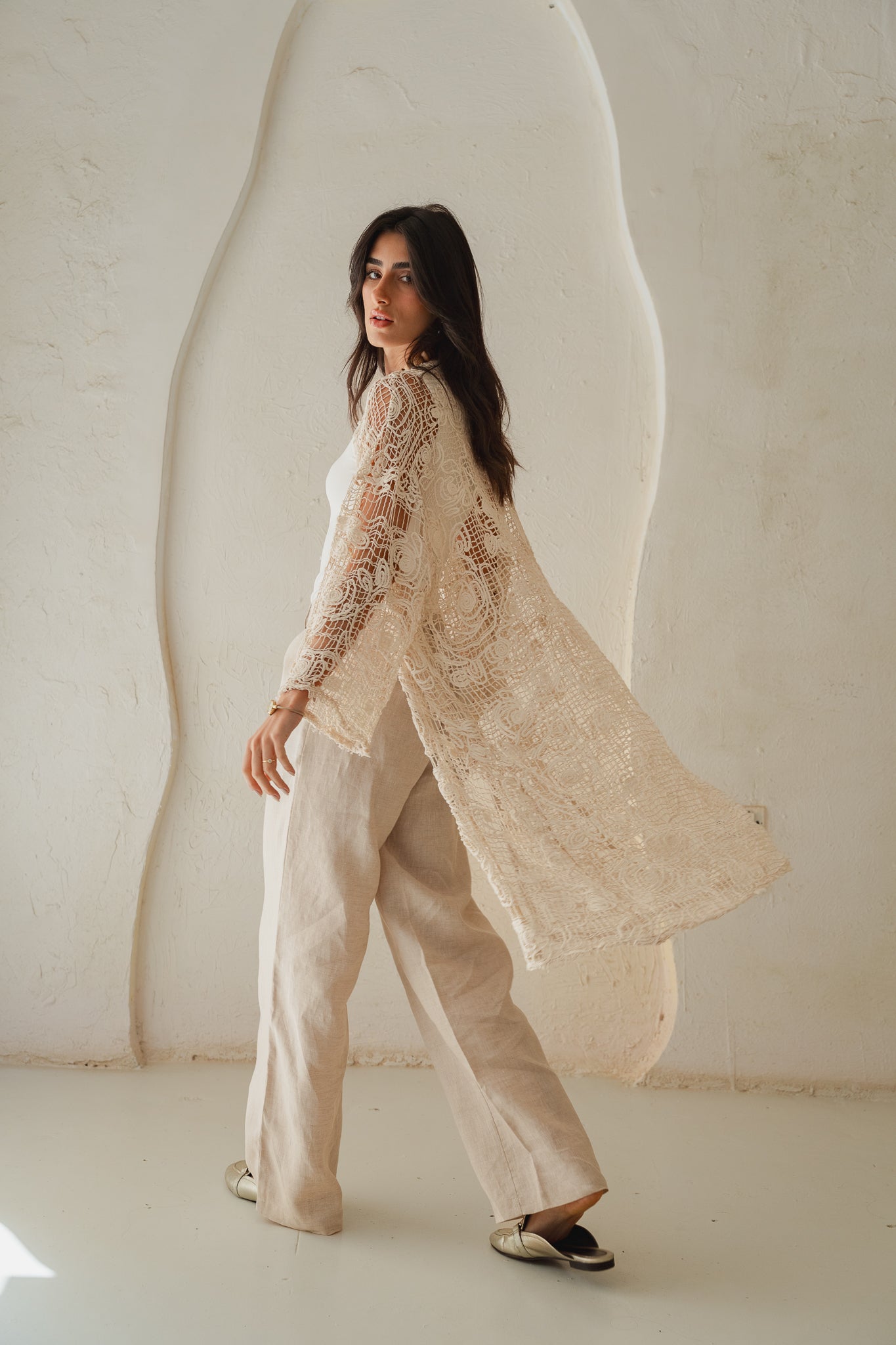 Laced Crochet Cardigan- print 2