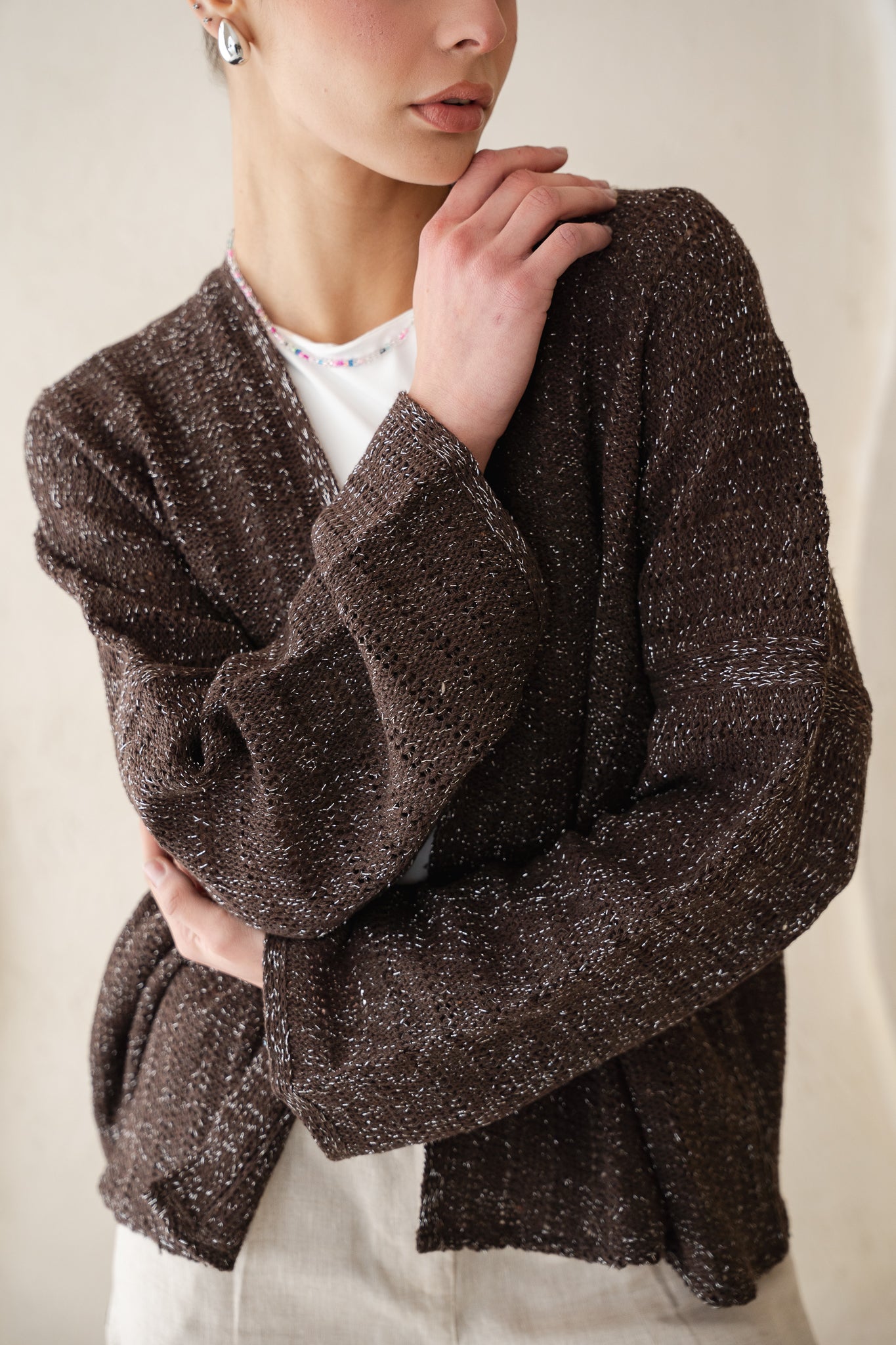 Sunbeam Knit Cardigan in Shimmer Brown