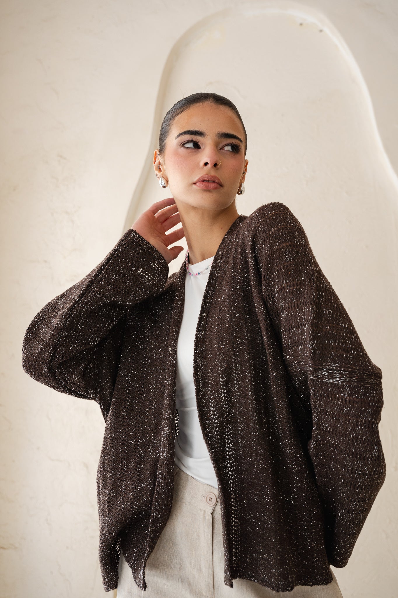 Sunbeam Knit Cardigan in Shimmer Brown