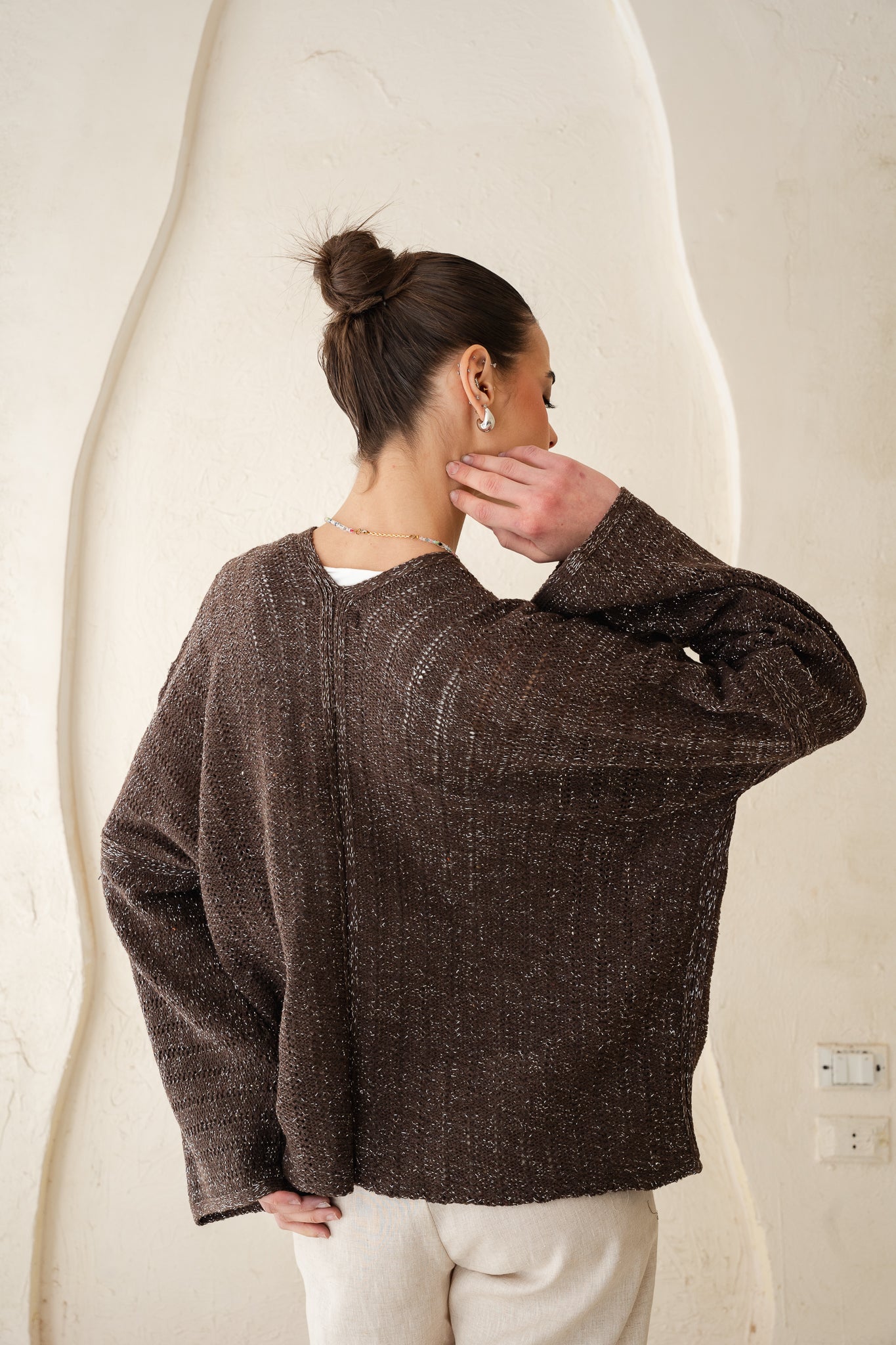 Sunbeam Knit Cardigan in Shimmer Brown