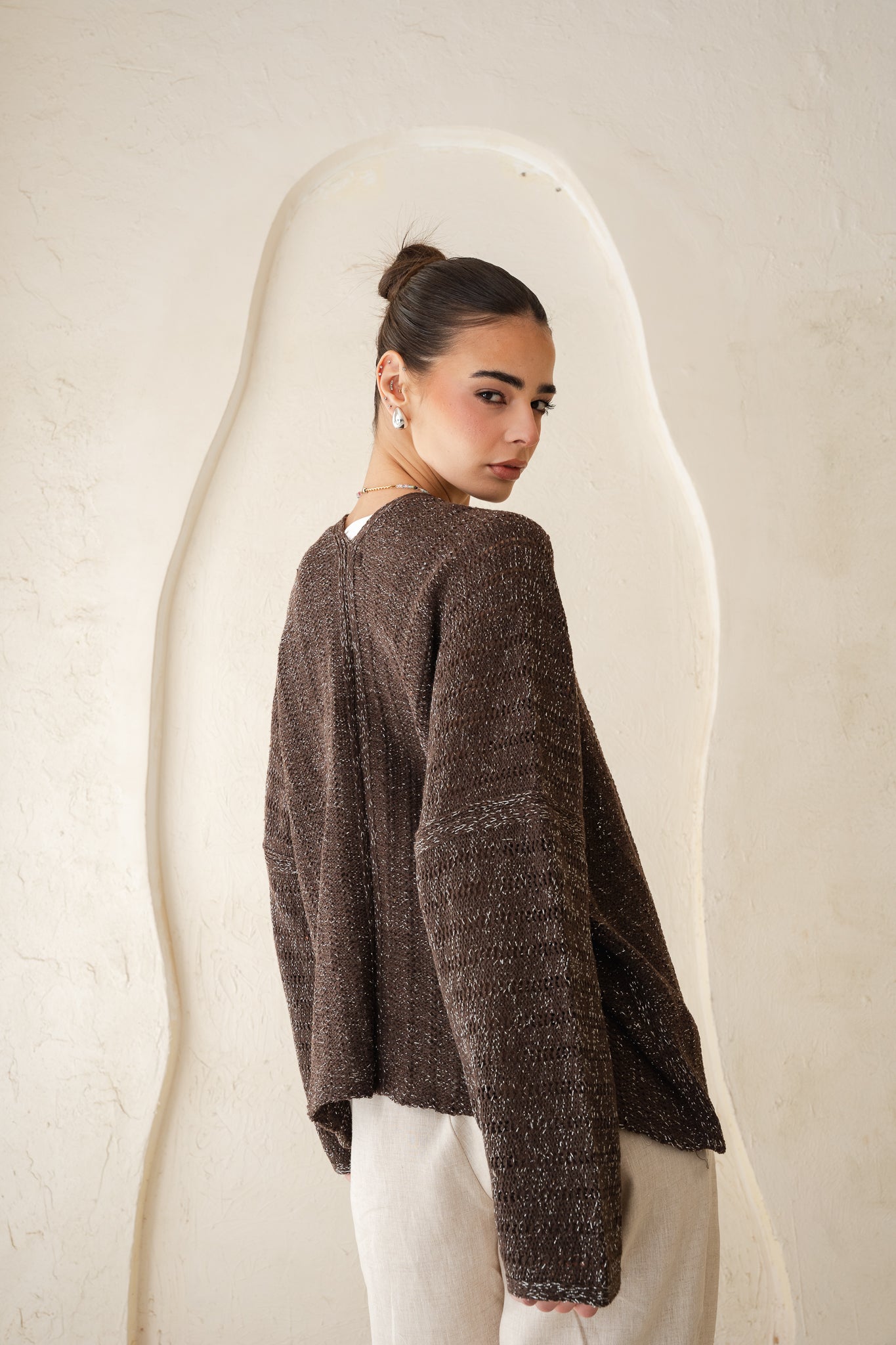 Sunbeam Knit Cardigan in Shimmer Brown