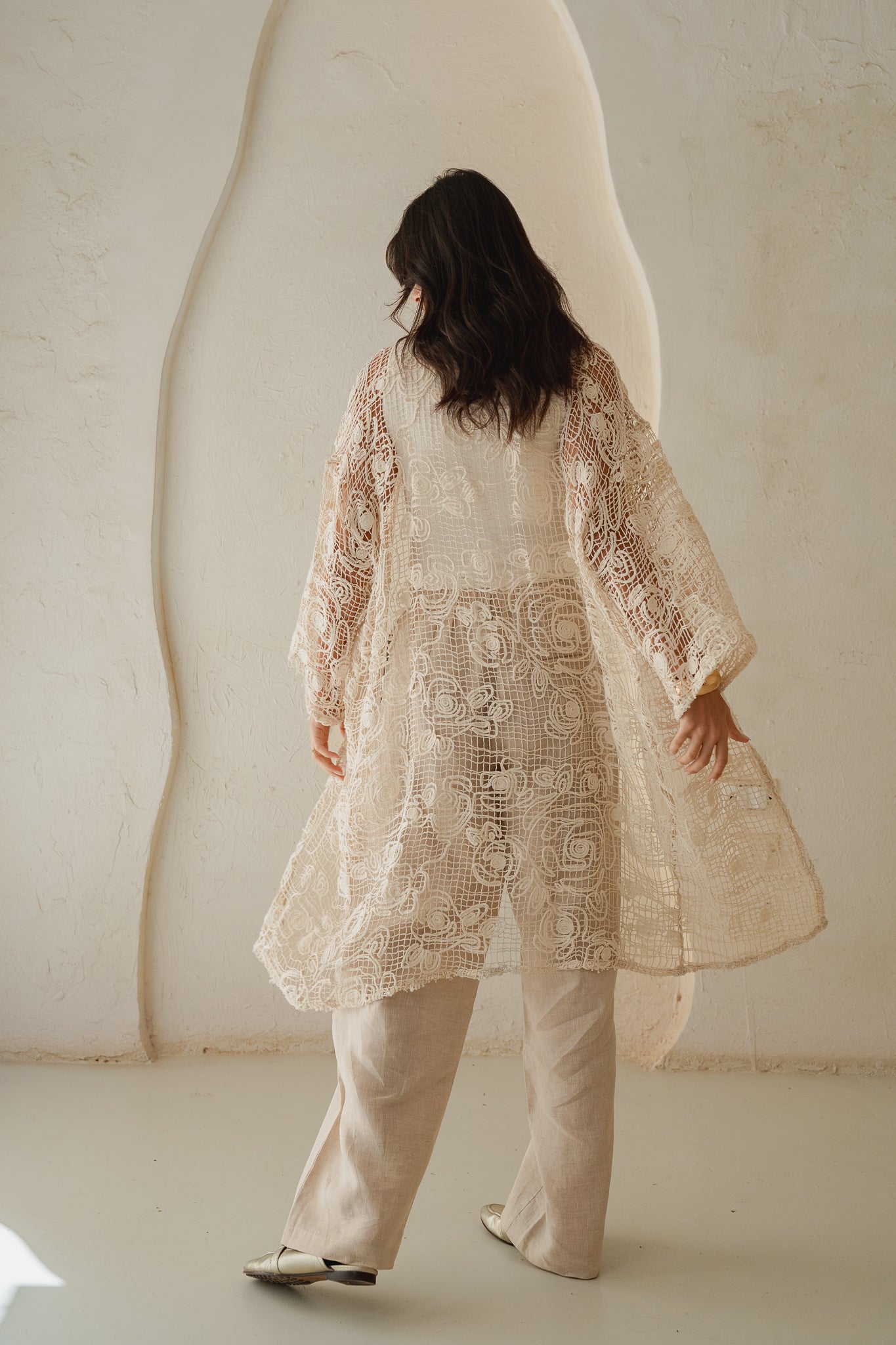 Laced Crochet Cardigan- print 2