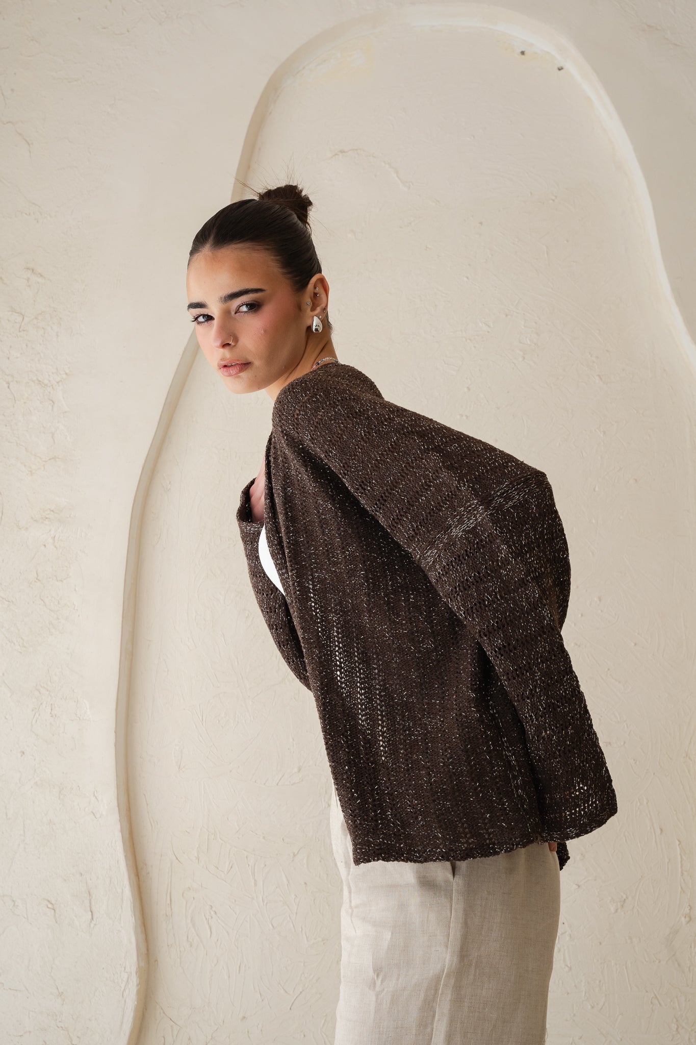 Sunbeam Knit Cardigan in Shimmer Brown