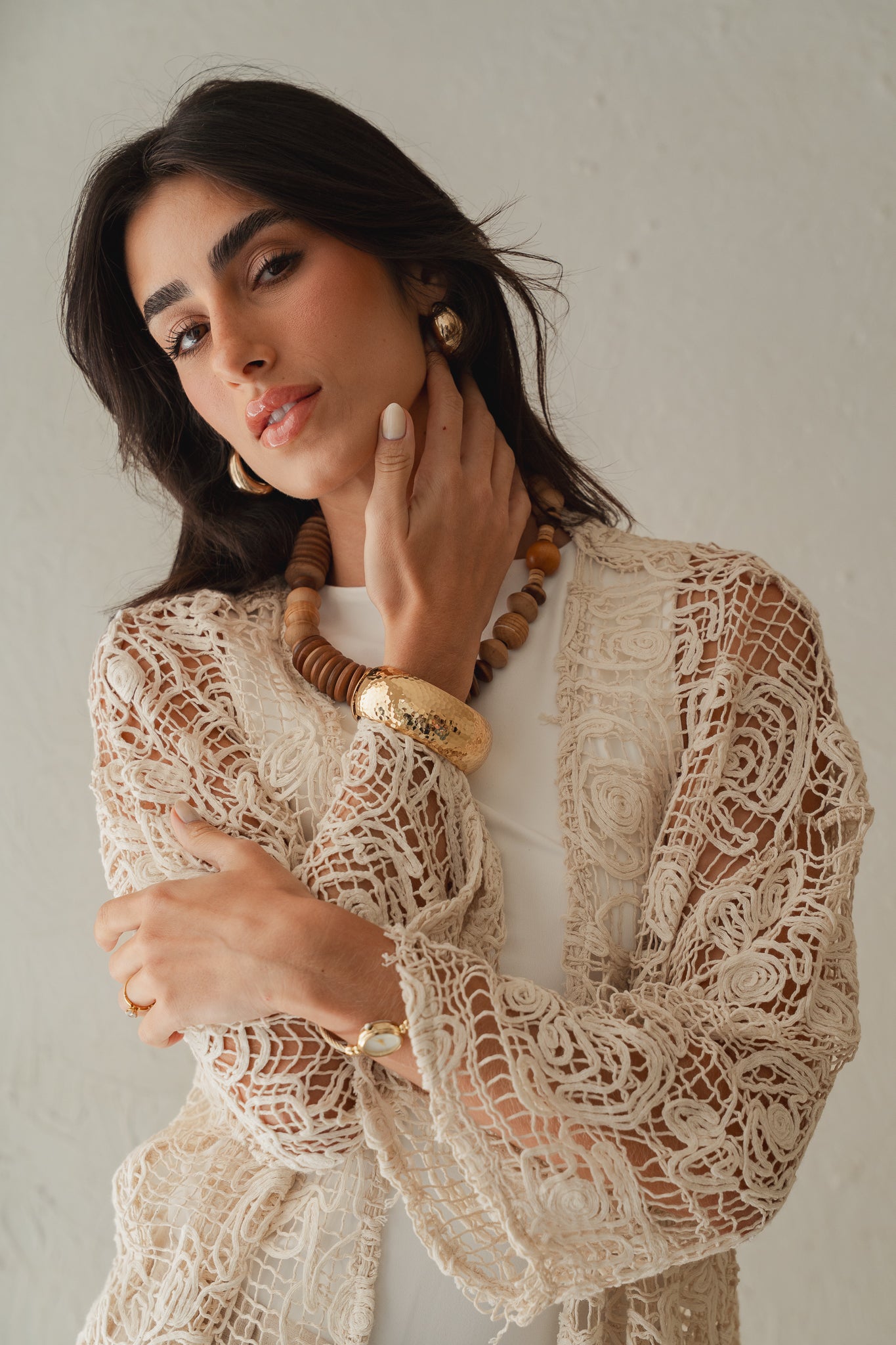 Laced Crochet Cardigan- print 2