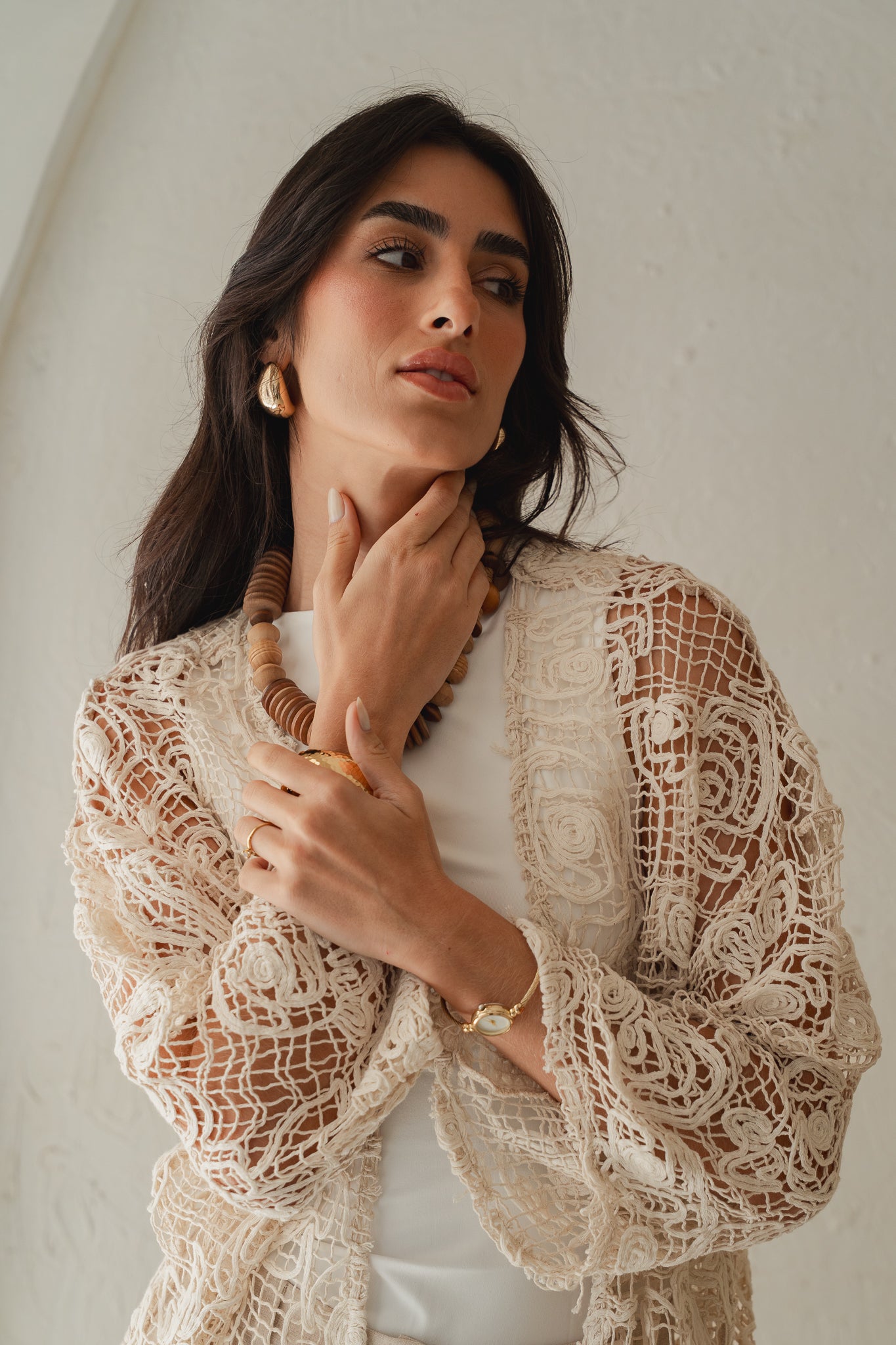 Laced Crochet Cardigan- print 2
