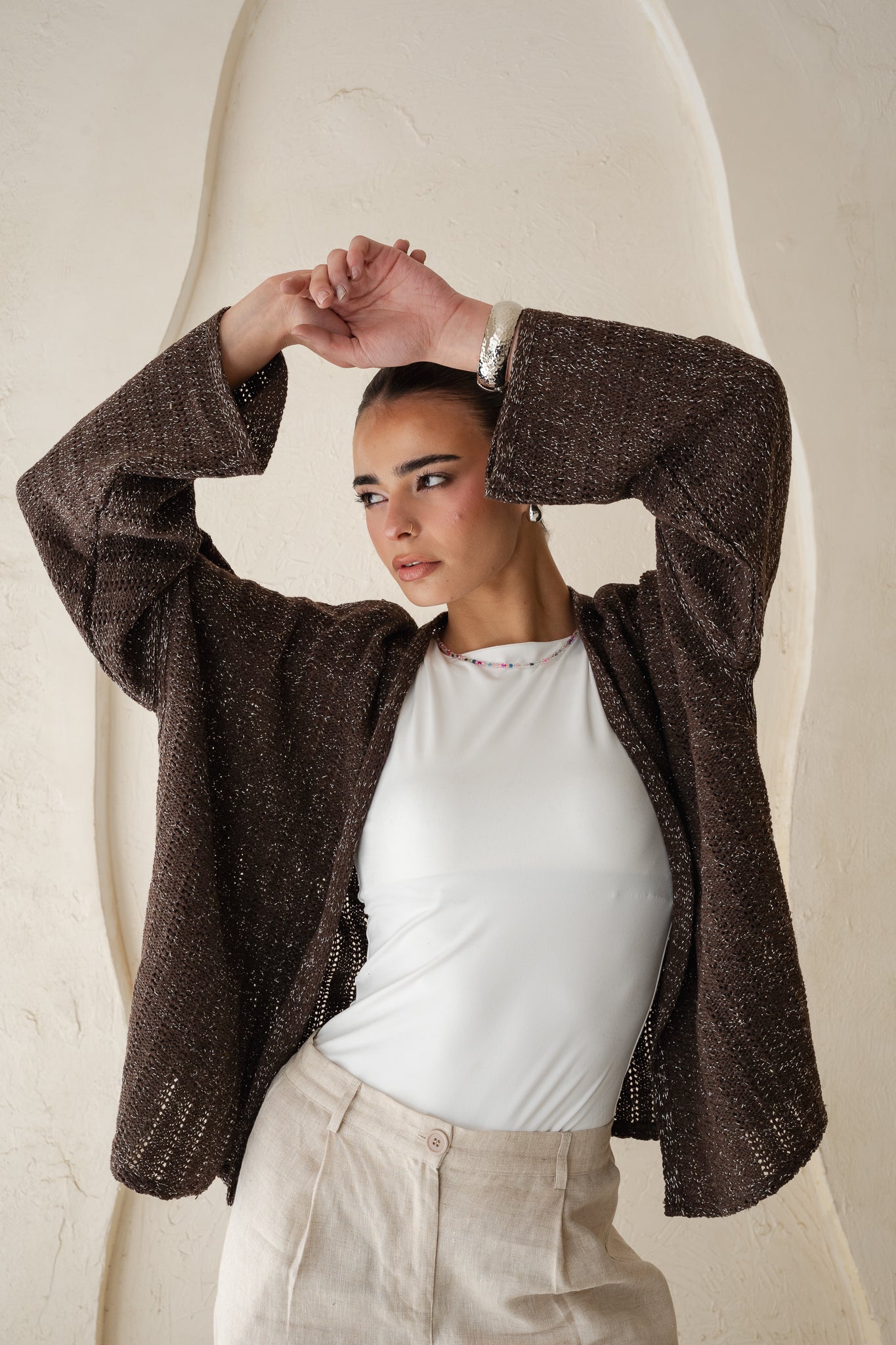 Sunbeam Knit Cardigan in Shimmer Brown