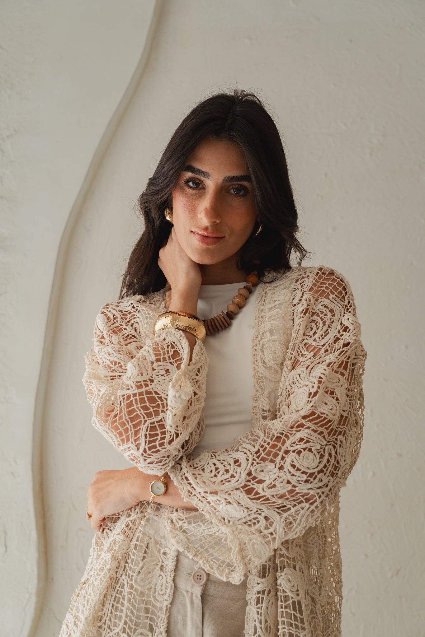 Laced Crochet Cardigan- print 2