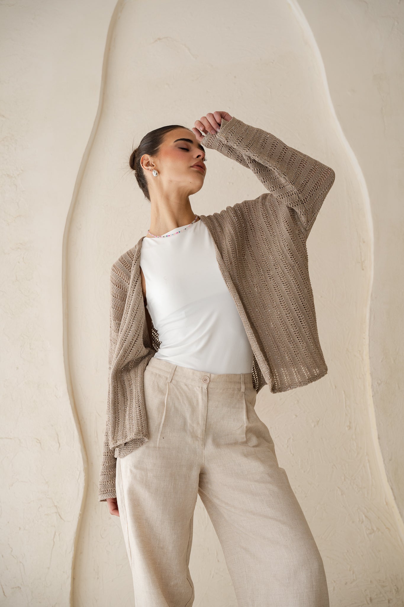 Sunbeam Knit Cardigan in Shimmer Cafe