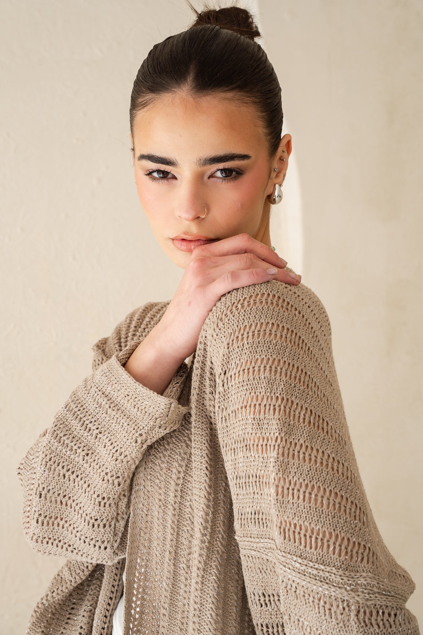 Sunbeam Knit Cardigan in Shimmer Cafe