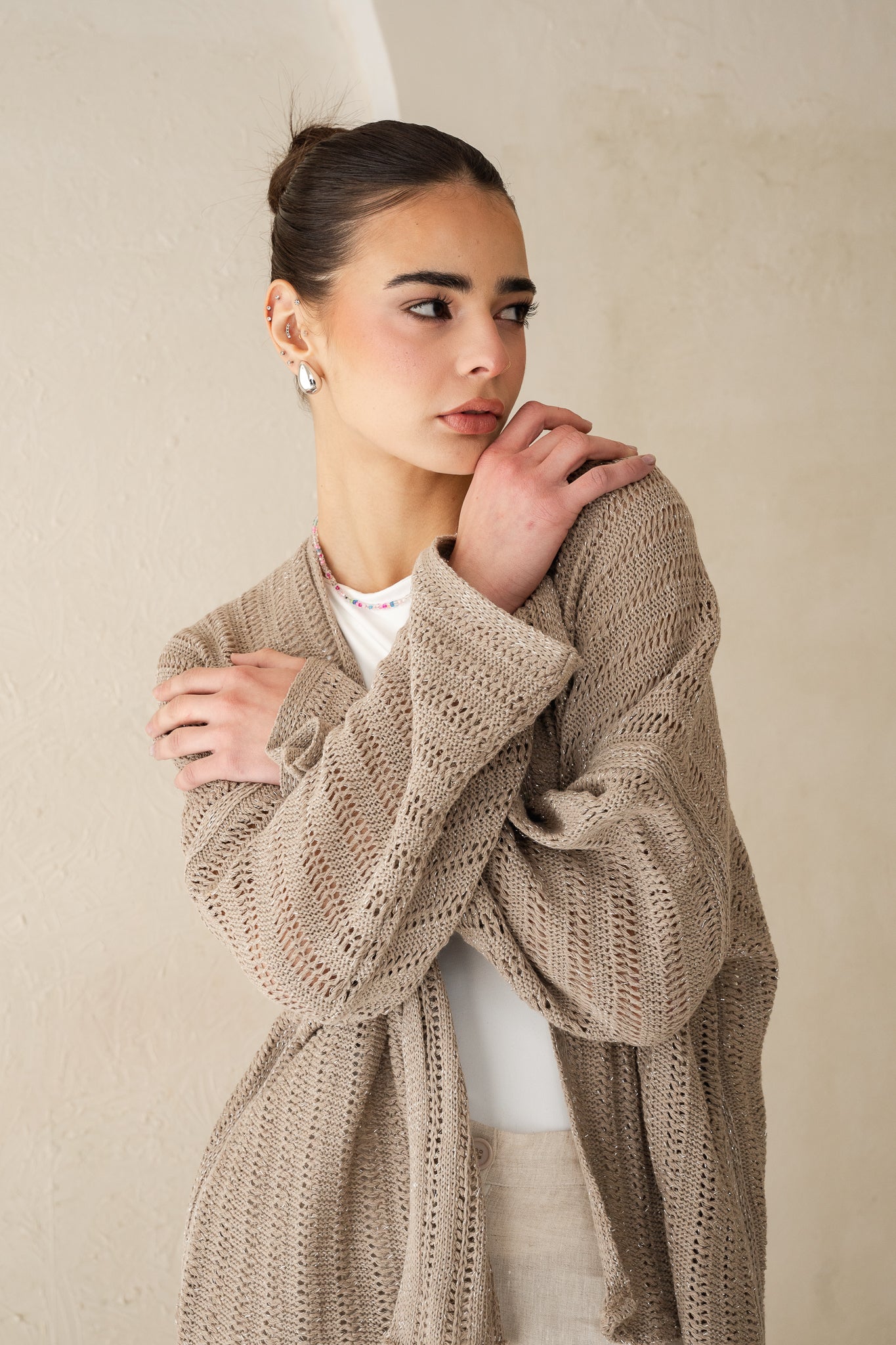 Sunbeam Knit Cardigan in Shimmer Cafe