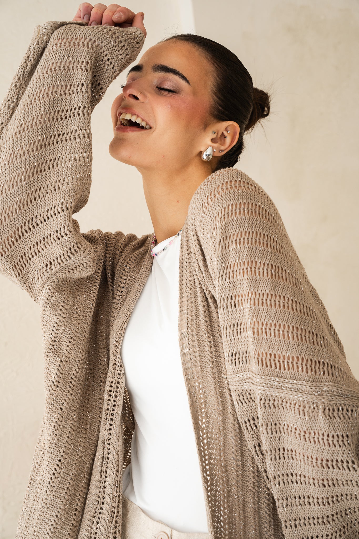 Sunbeam Knit Cardigan in Shimmer Cafe