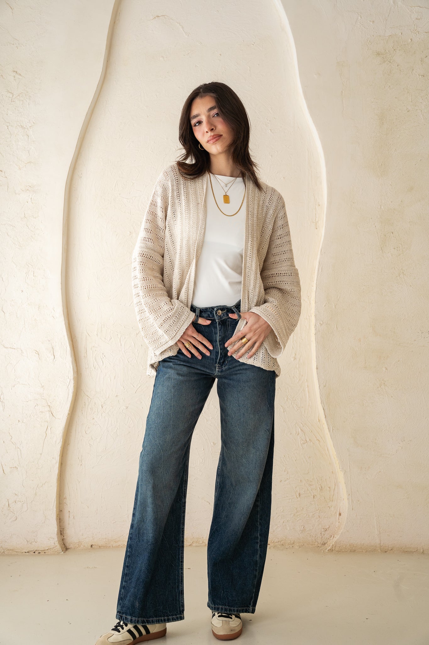 Sunbeam Knit Cardigan in Shimmer Off-white