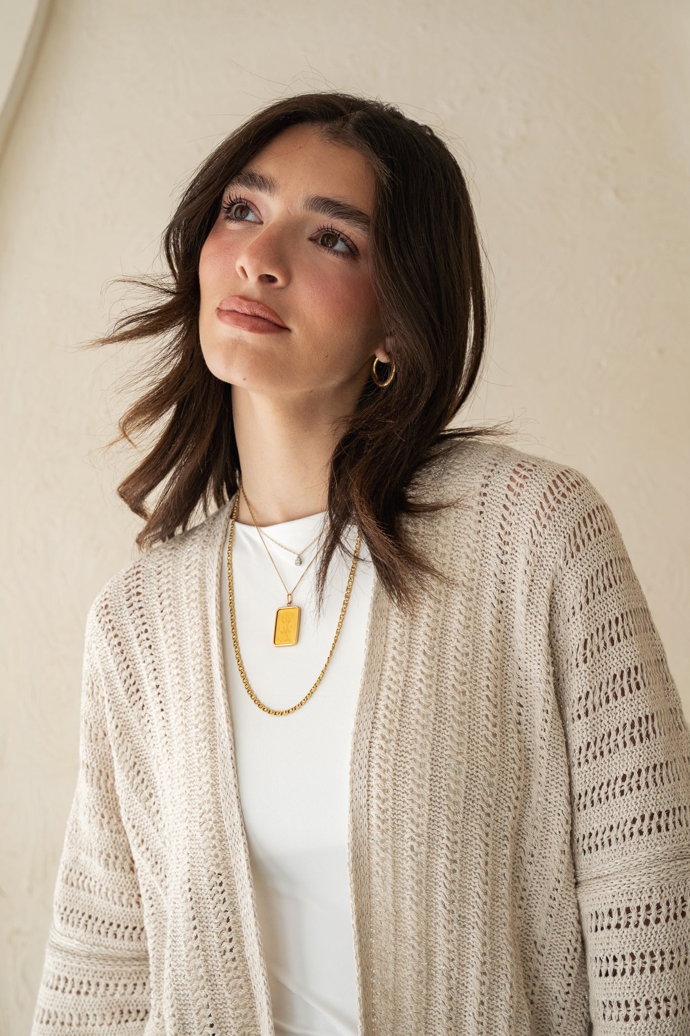 Sunbeam Knit Cardigan in Shimmer Off-white